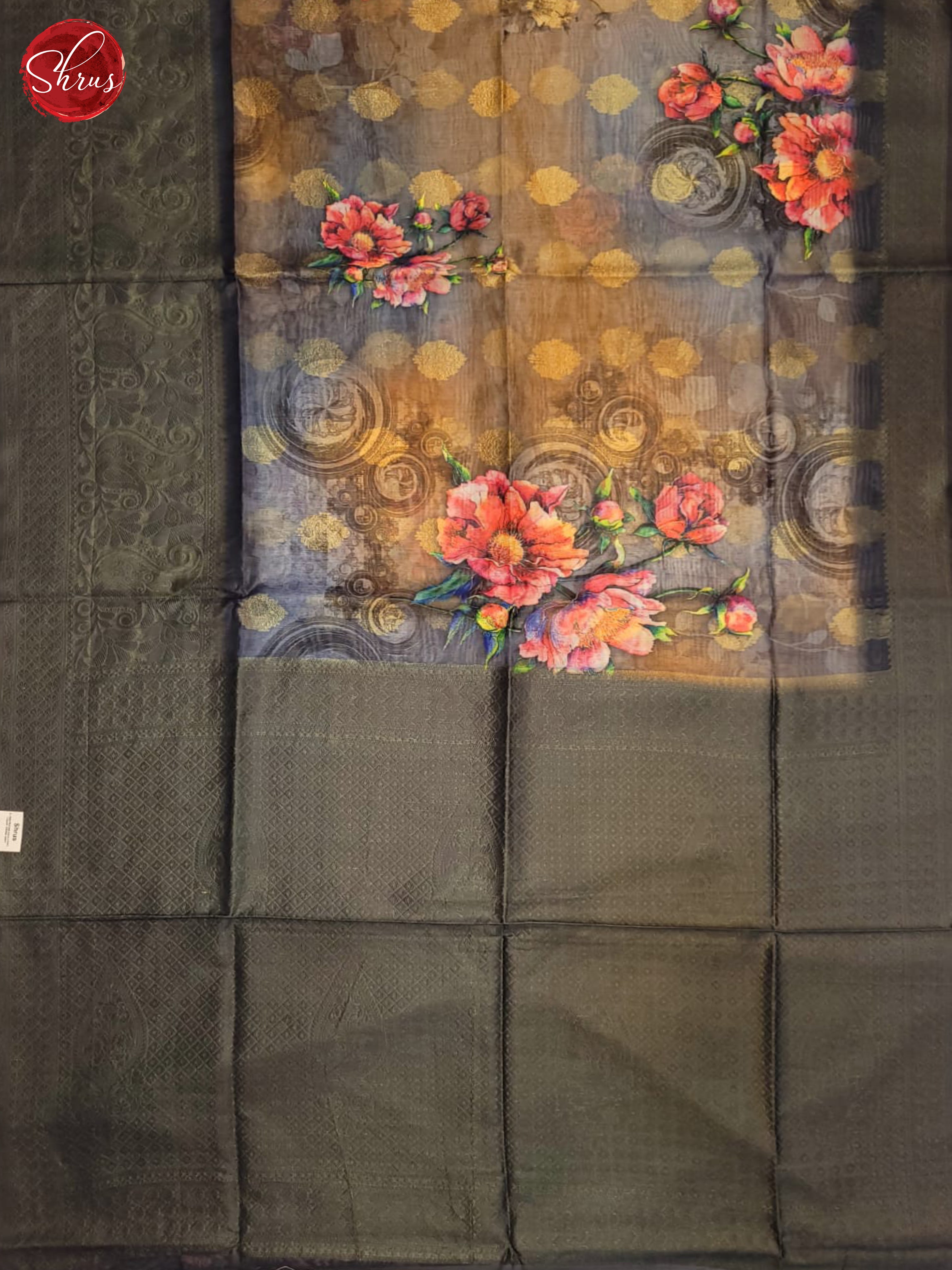 Blue & Grey - Semi jute Saree - Shop on ShrusEternity.com