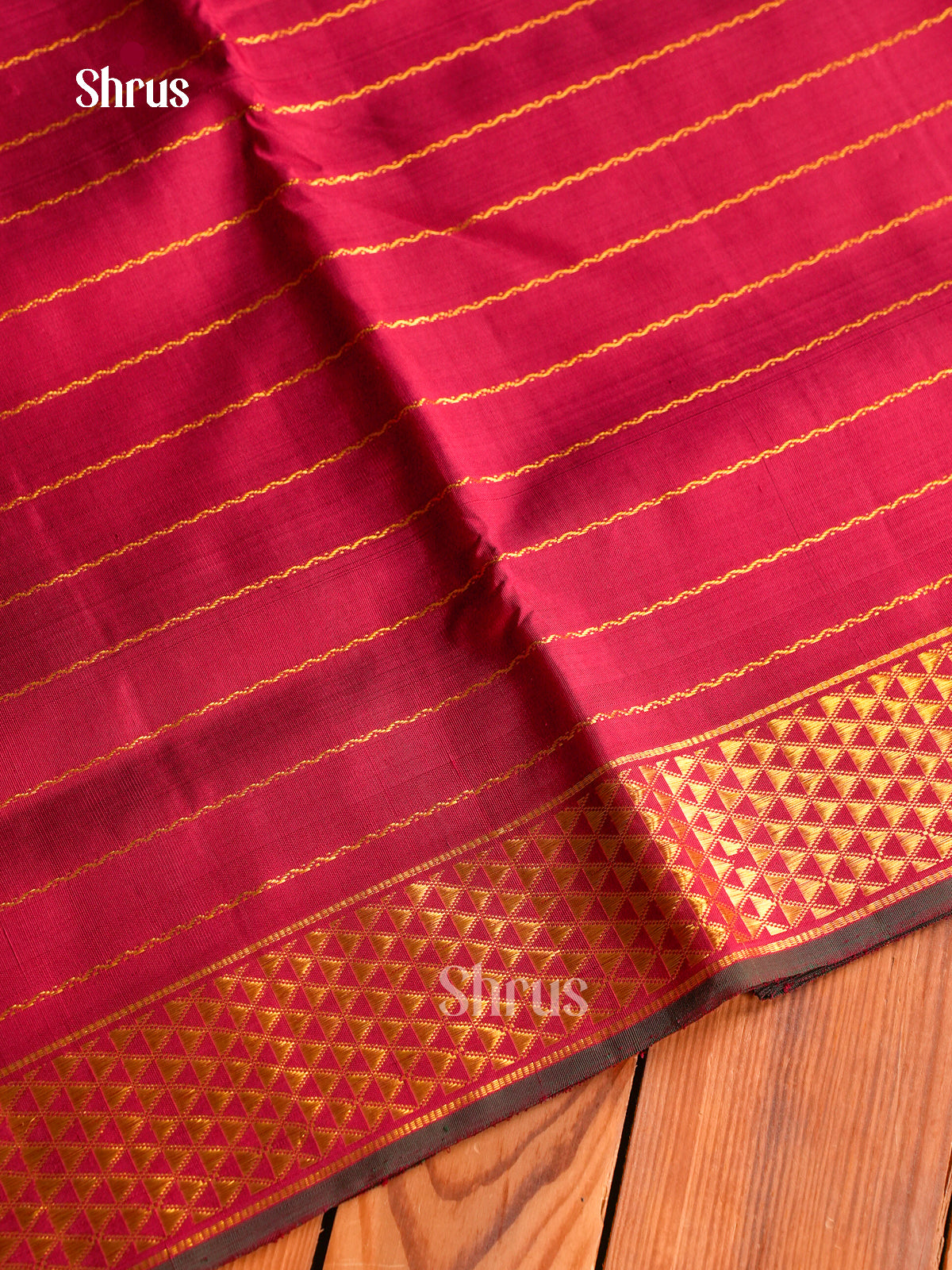 Amazing Dark Pink 9Yards Kanchipuram Sarees With Gold Stripes | Self Zari Border & Pallu