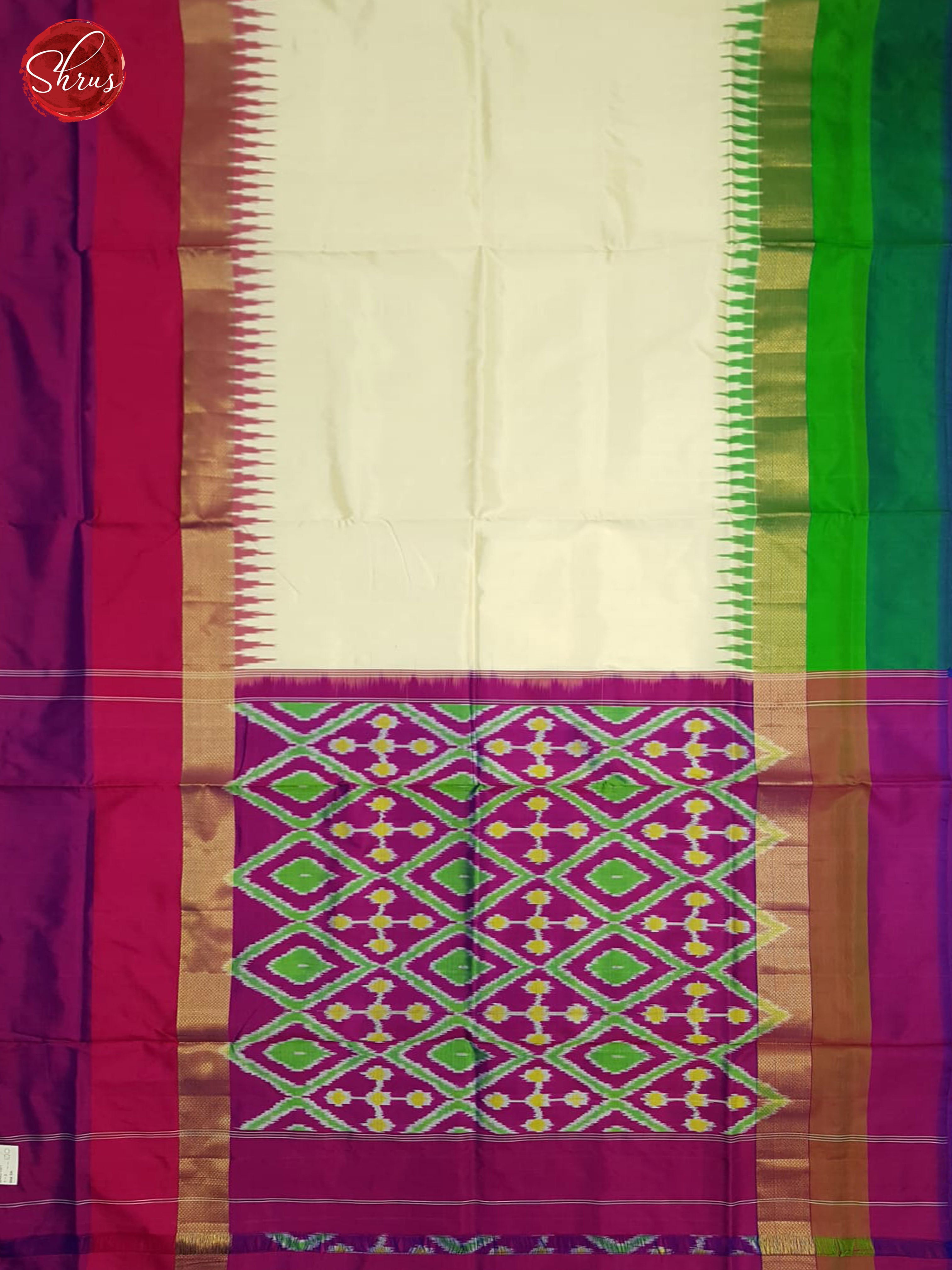 Cream Ganga Jamuna - Ikkat Silk Saree - Shop on ShrusEternity.com