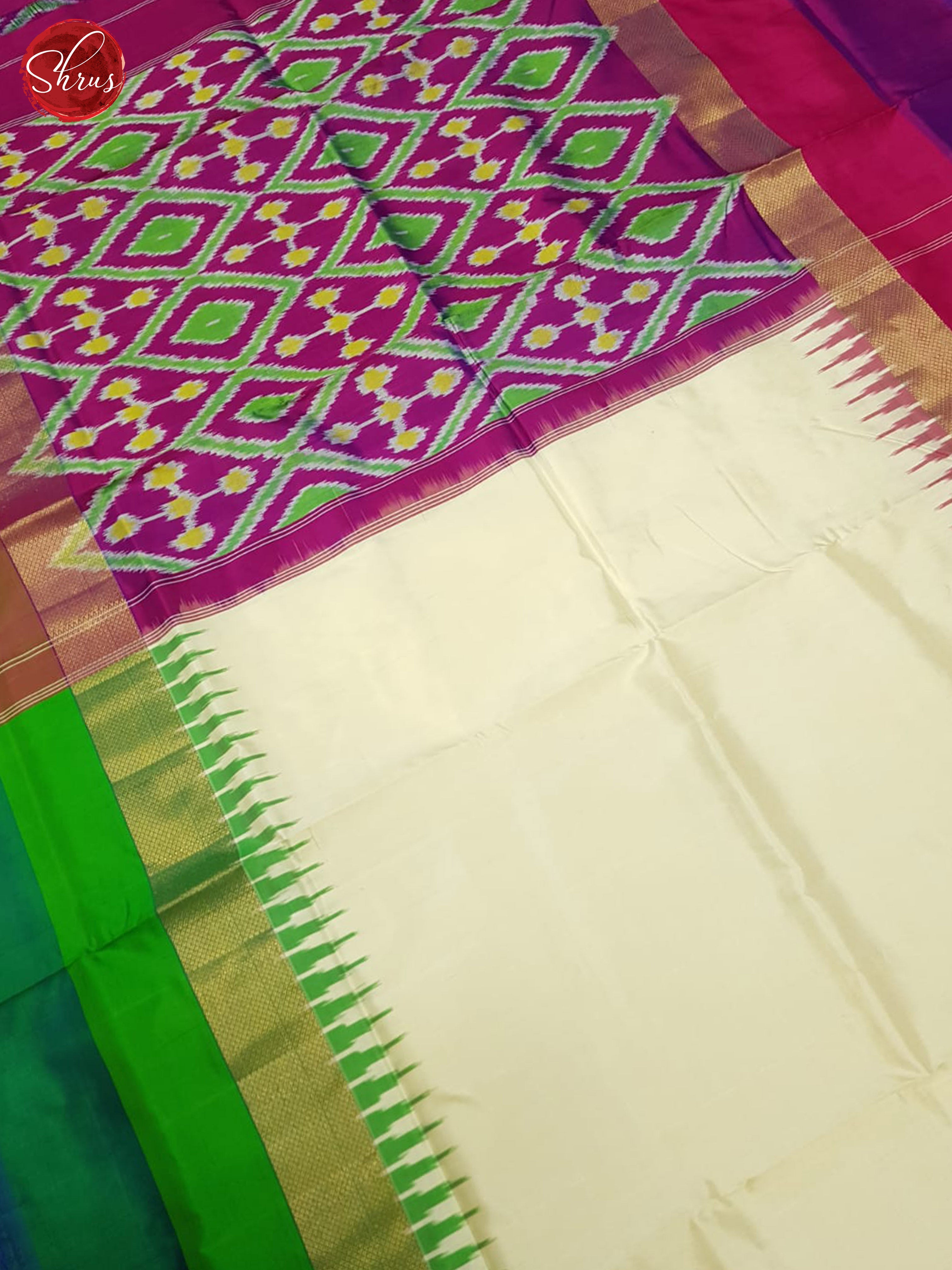 Cream Ganga Jamuna - Ikkat Silk Saree - Shop on ShrusEternity.com