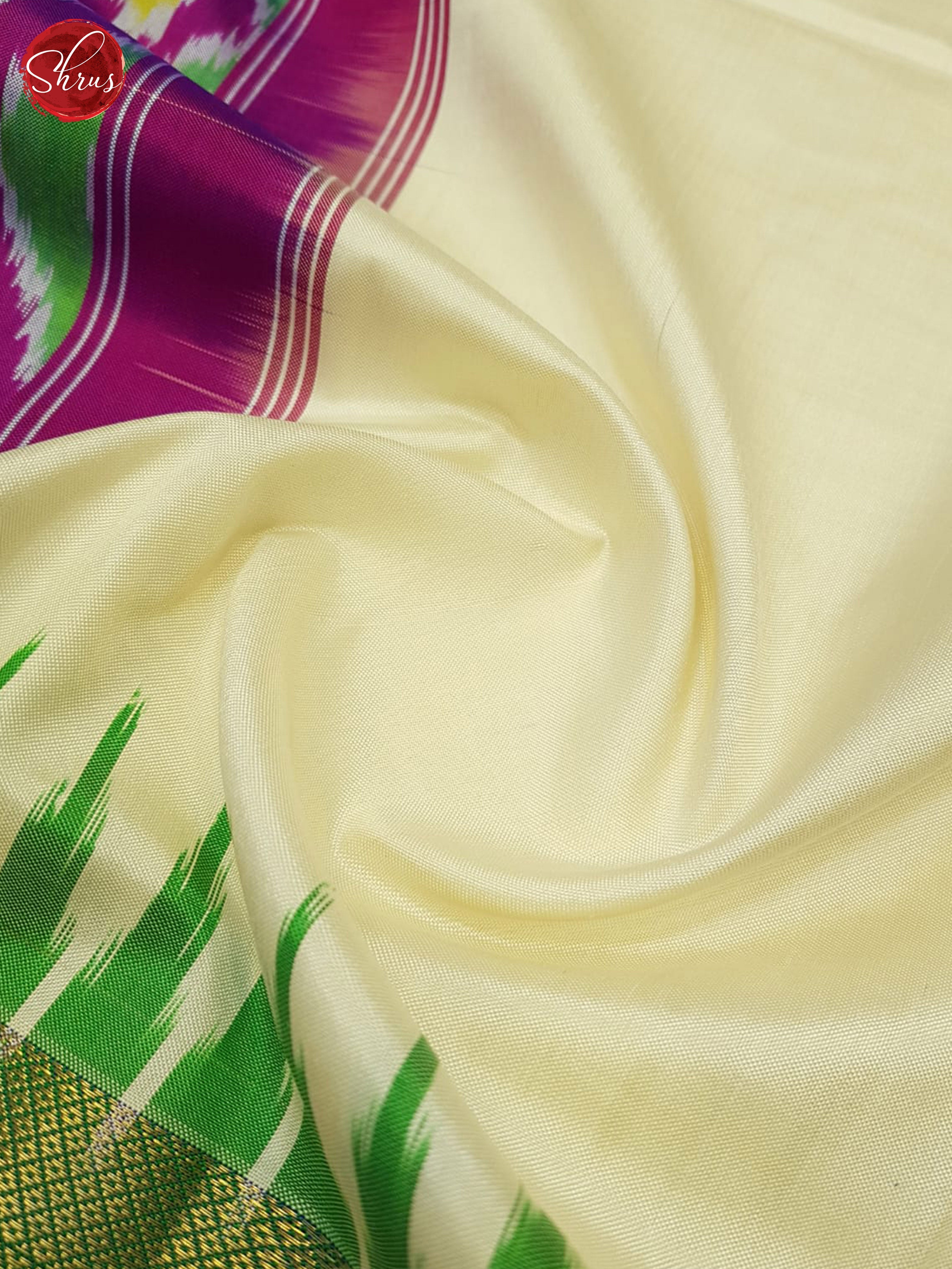 Cream Ganga Jamuna - Ikkat Silk Saree - Shop on ShrusEternity.com