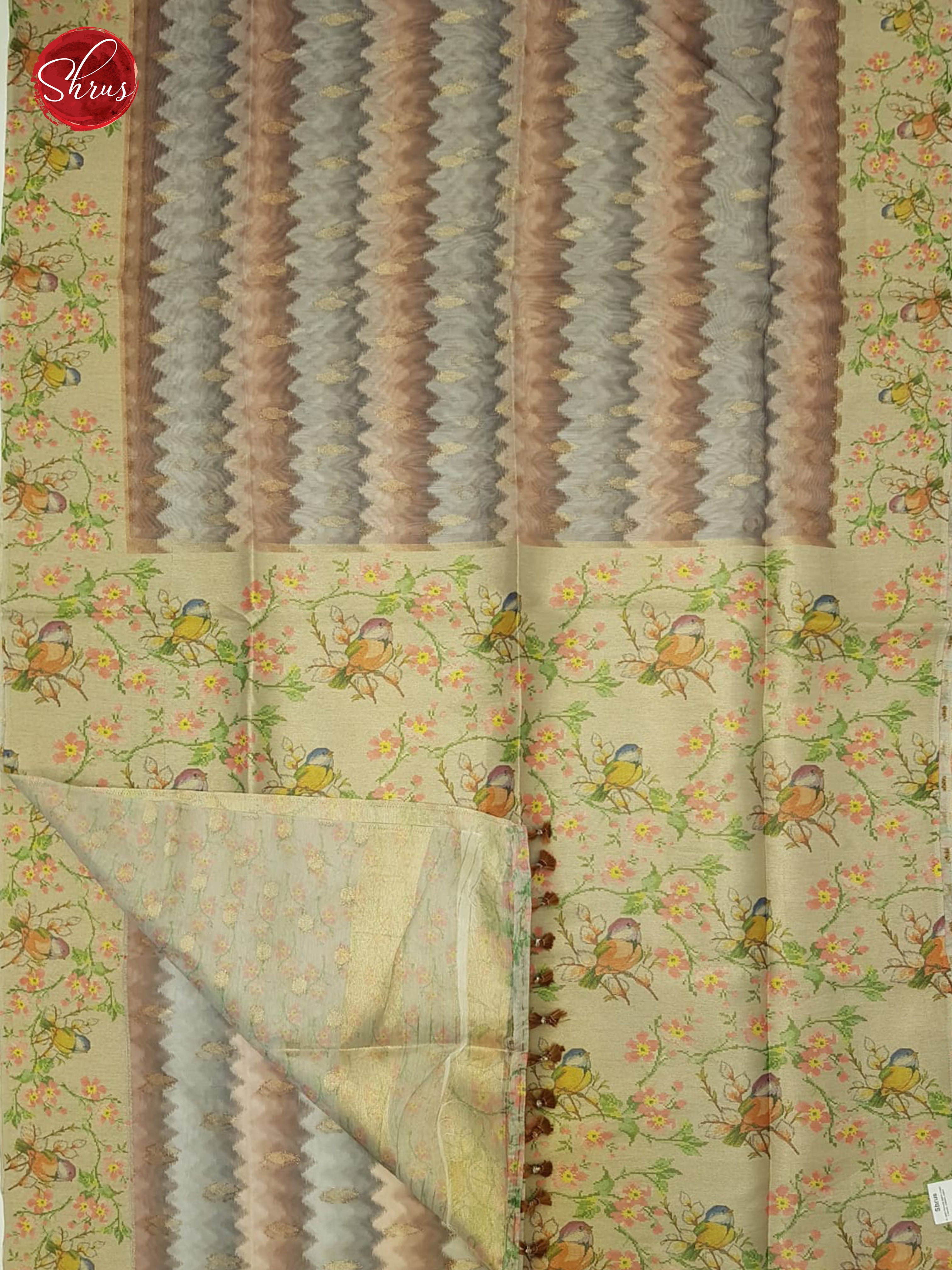 Grey & Beige- semi jute sarees - Shop on ShrusEternity.com