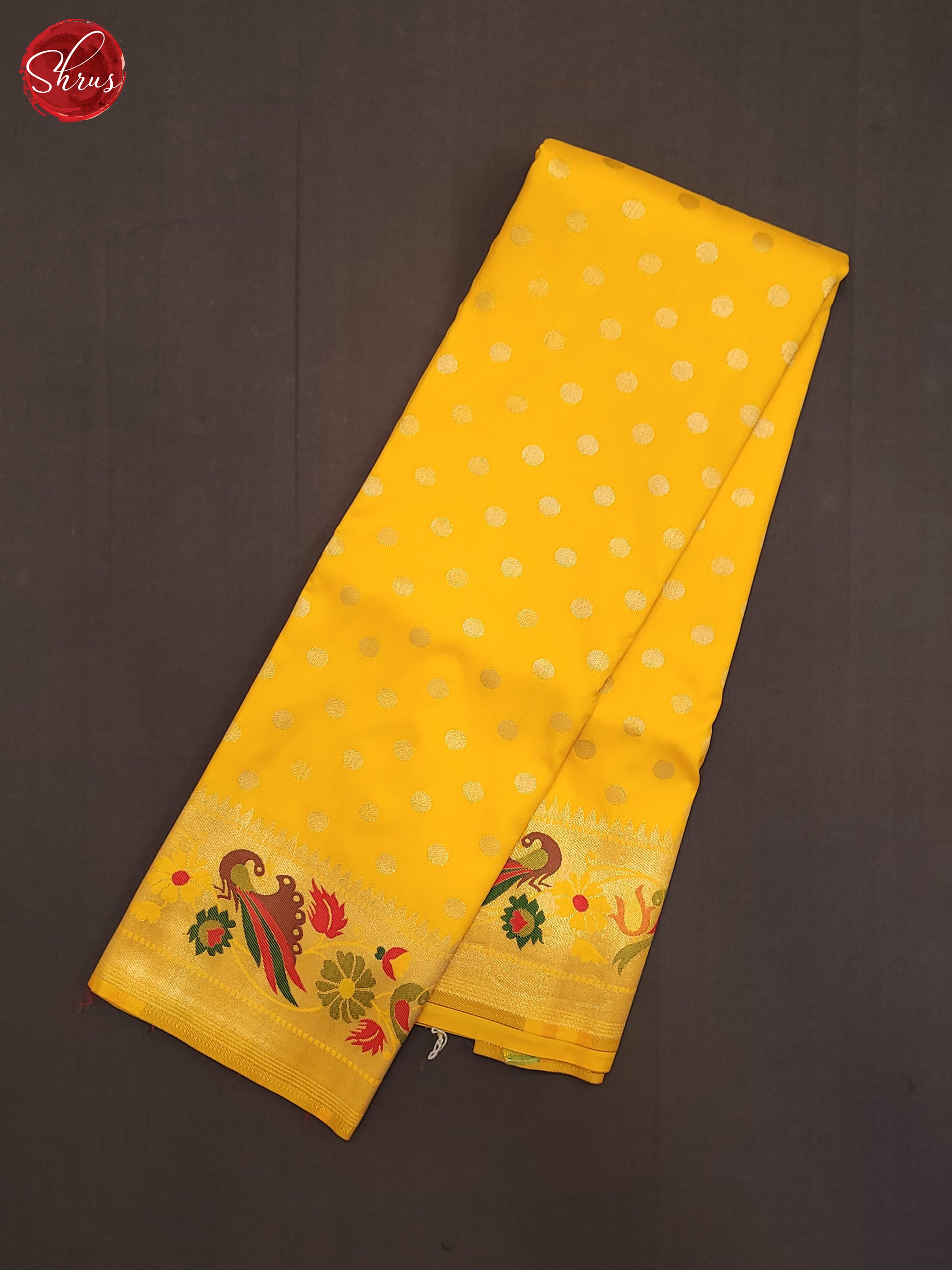 Yellow (Single Tone) - Semi paithani Saree - Shop on ShrusEternity.com