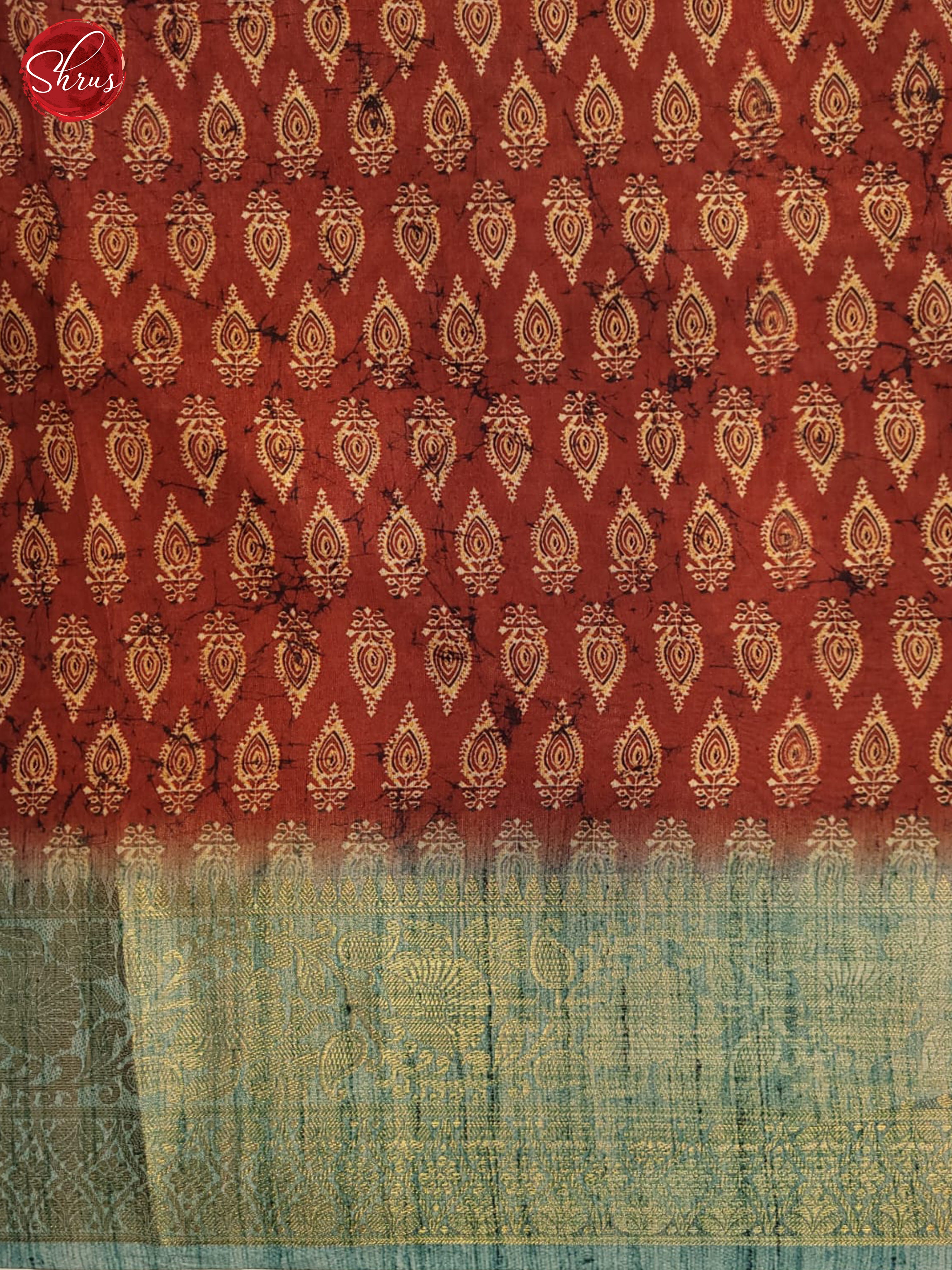 Peach & Red - Semi tussar Saree - Shop on ShrusEternity.com