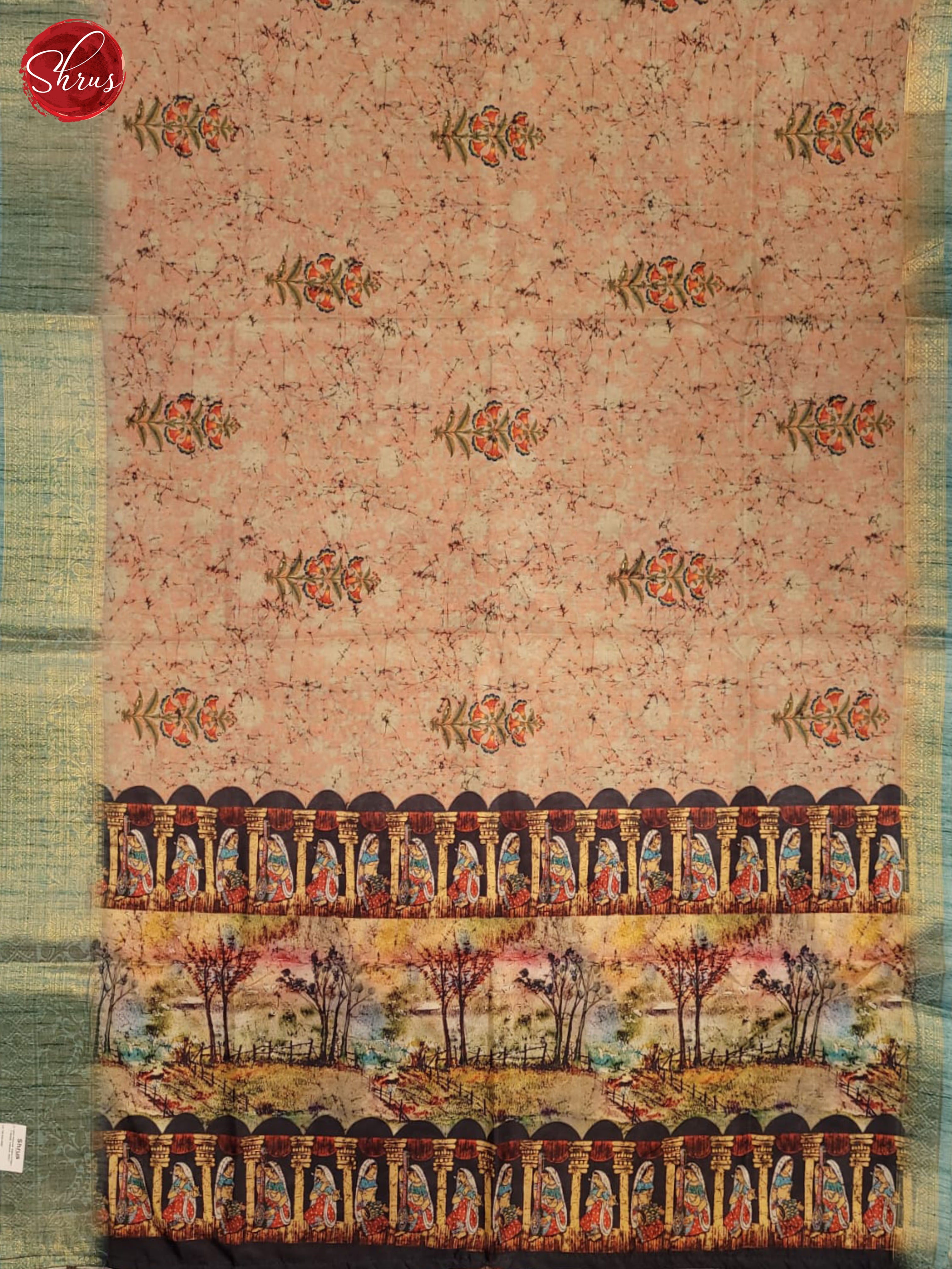 Peach & Red - Semi tussar Saree - Shop on ShrusEternity.com