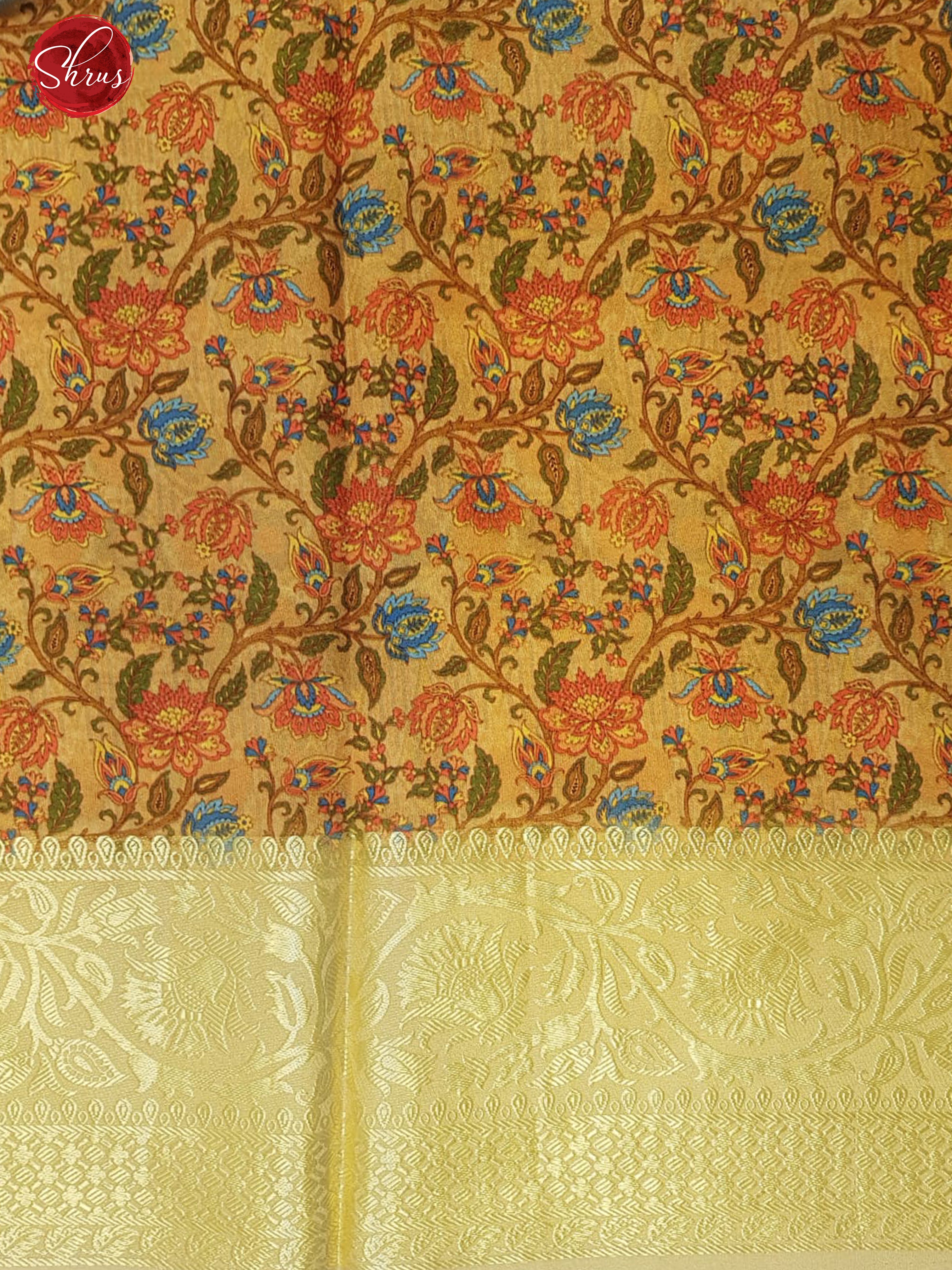 CREAM & MUSTARD - SEMI CREPE SAREE - Shop on ShrusEternity.com