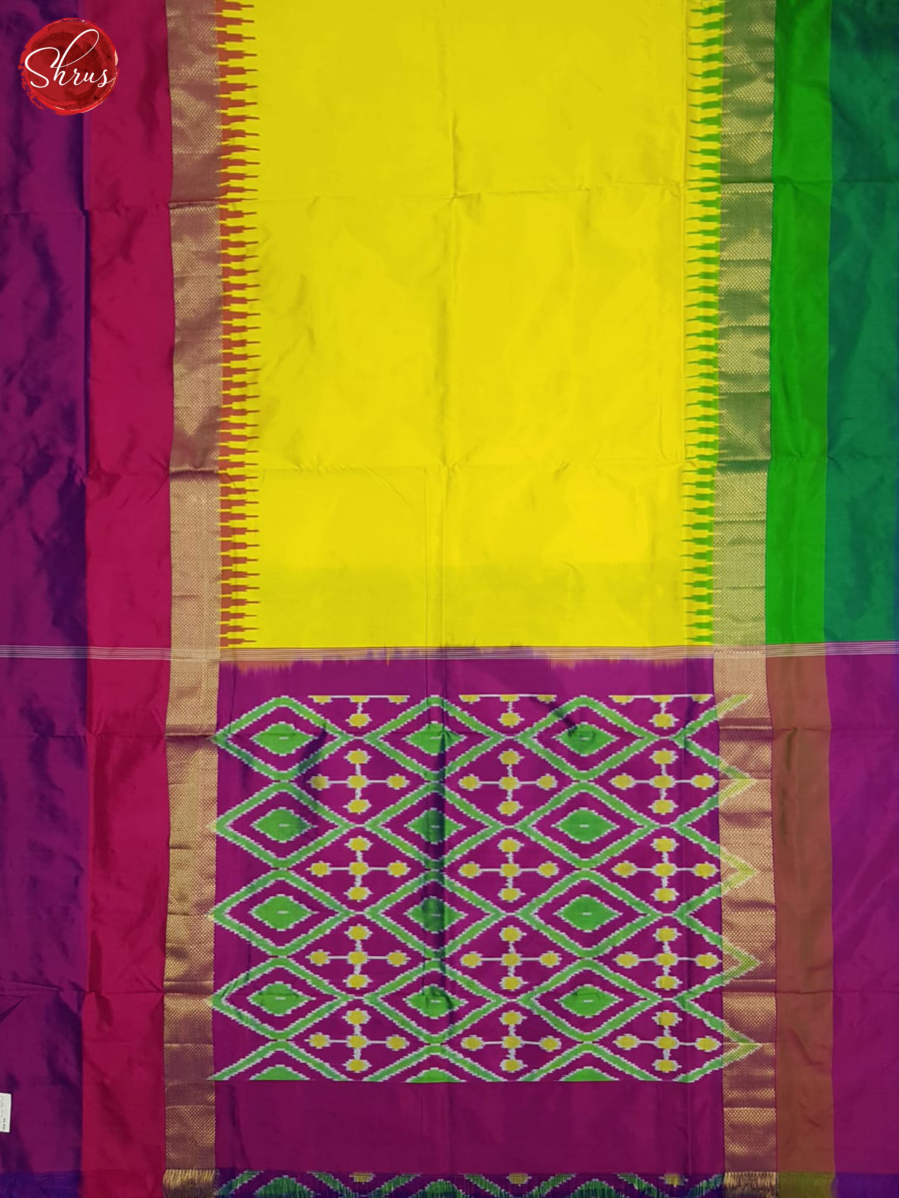 Yellow & Purple (Ganga Jamuna) - Ikkat Silk - Shop on ShrusEternity.com