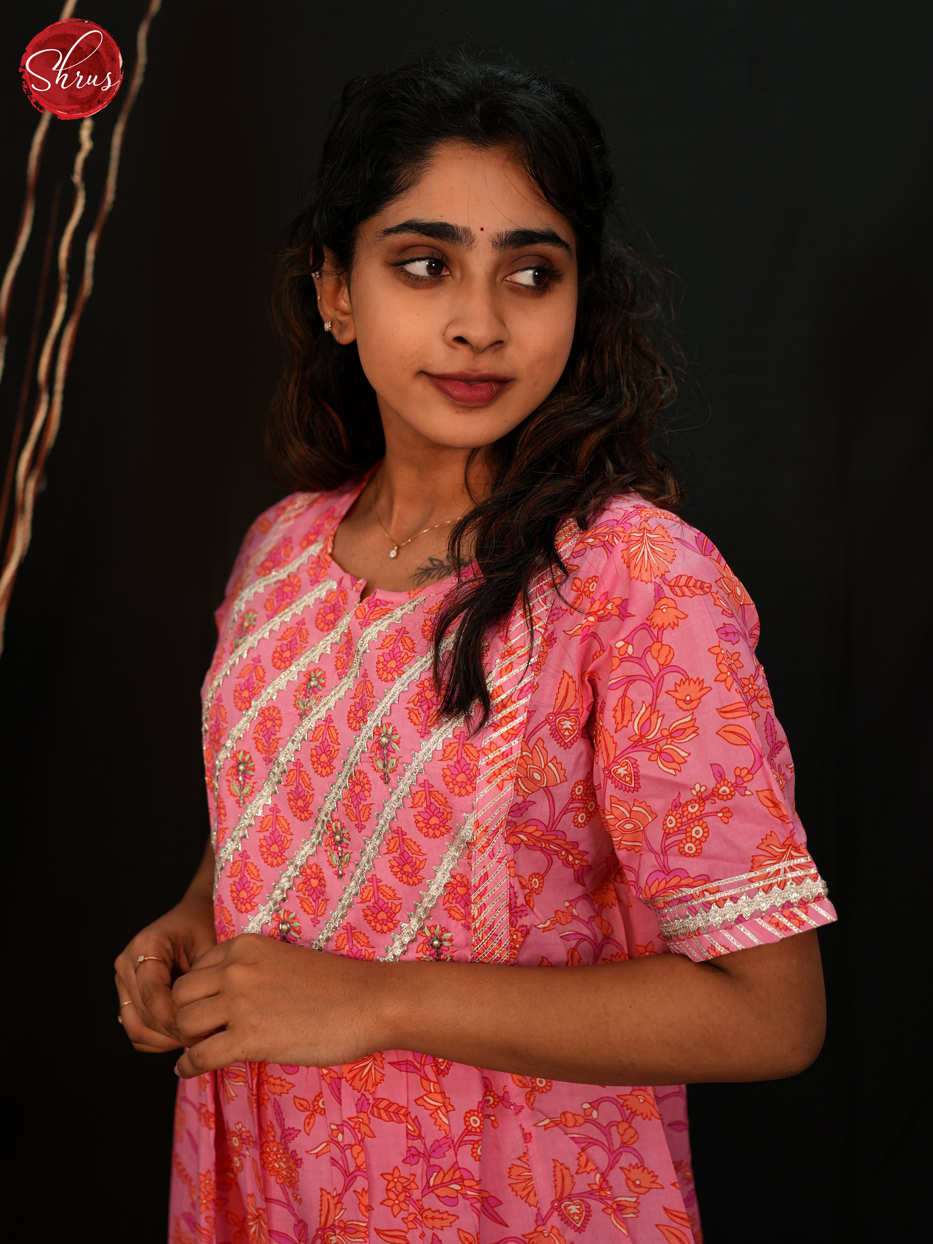 Pink & White - Readymade Cotton Suit with floral printed Top & Bottom - Shop on ShrusEternity.com