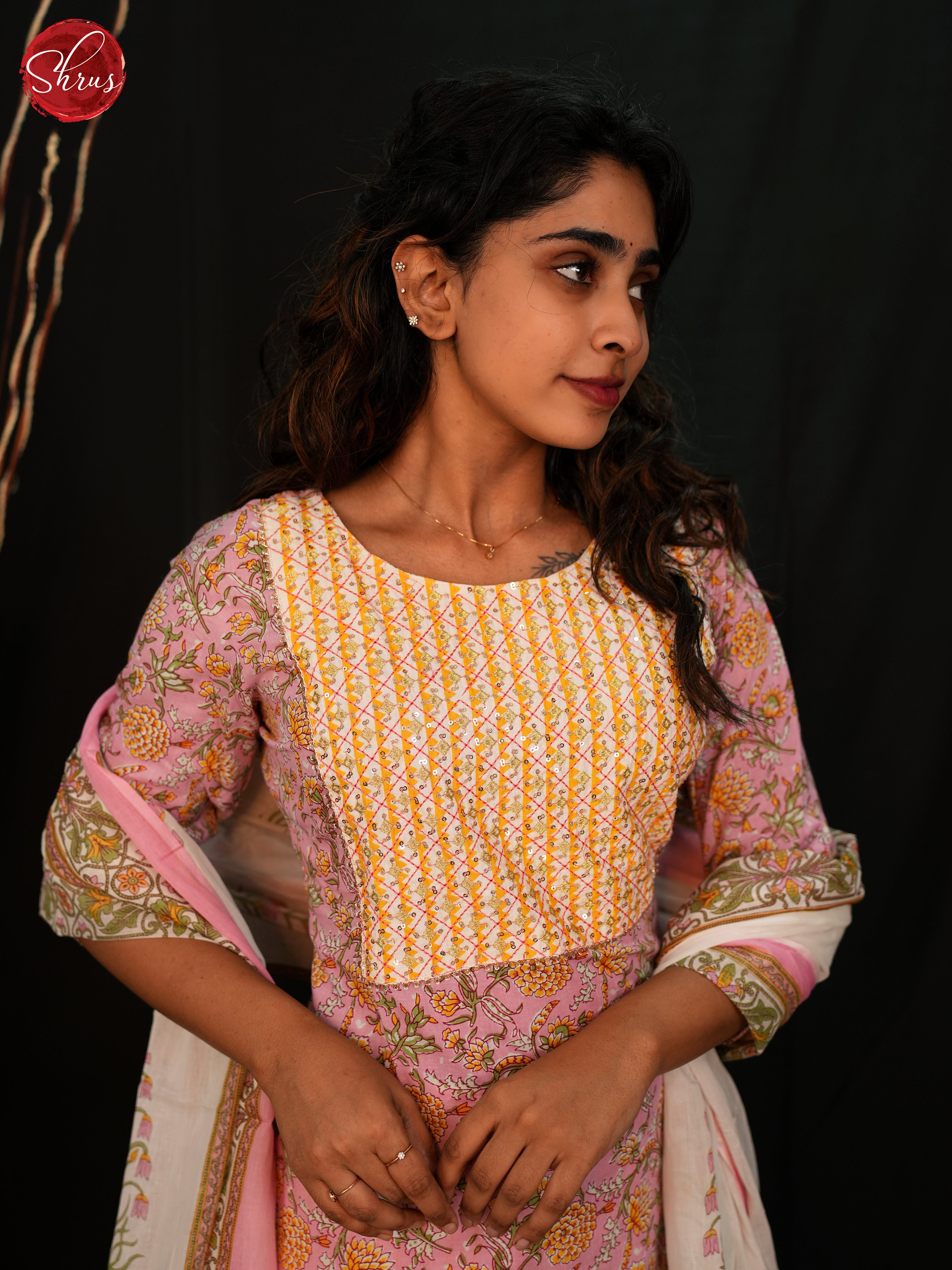 Pink & White- Jaipuri Printed Cotton 3 Piece Readymade Salwar - Shop on ShrusEternity.com