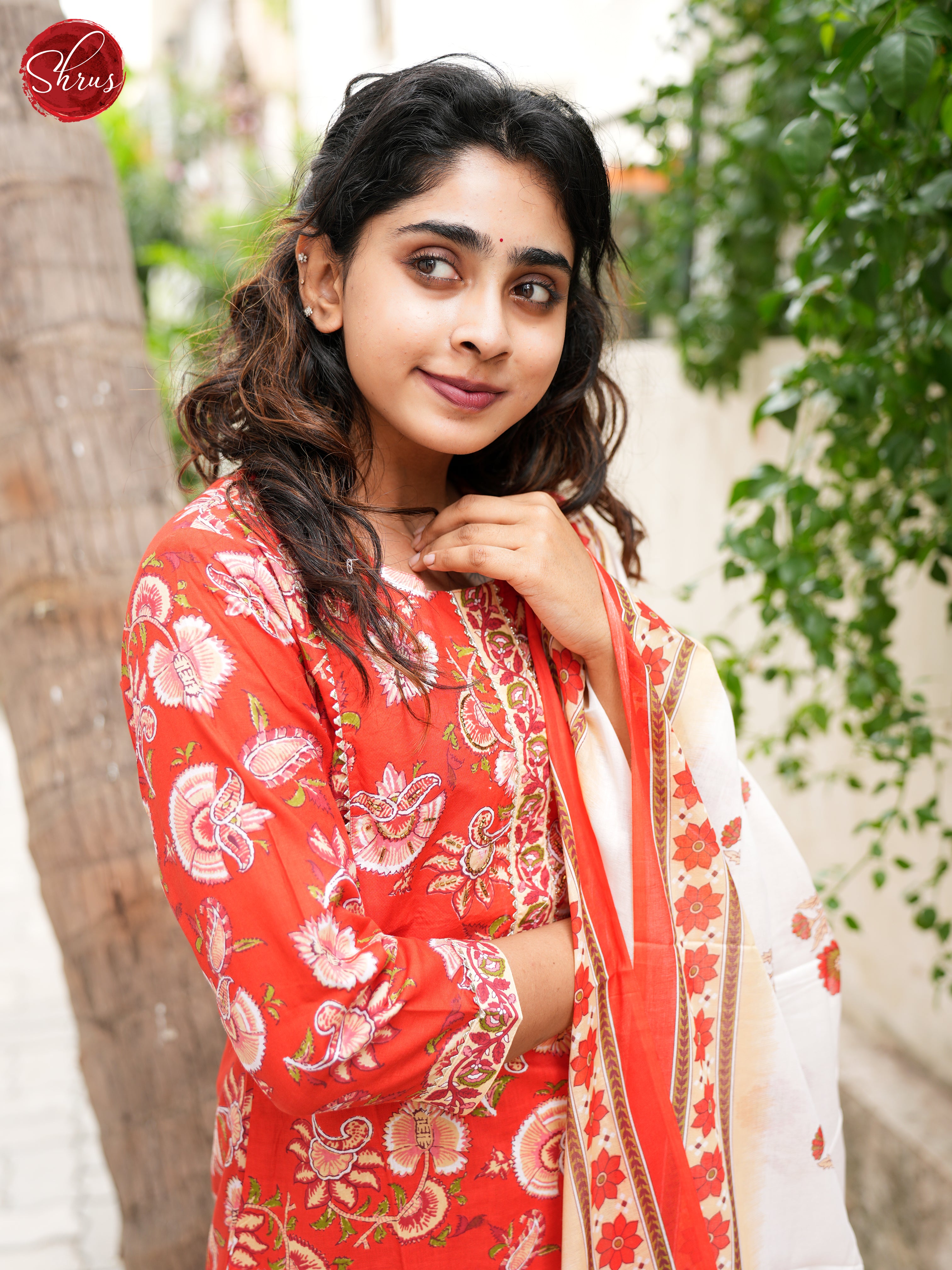 Red & White - Jaipuri Printed Cotton 3 Piece Readymade Salwar - Shop on ShrusEternity.com