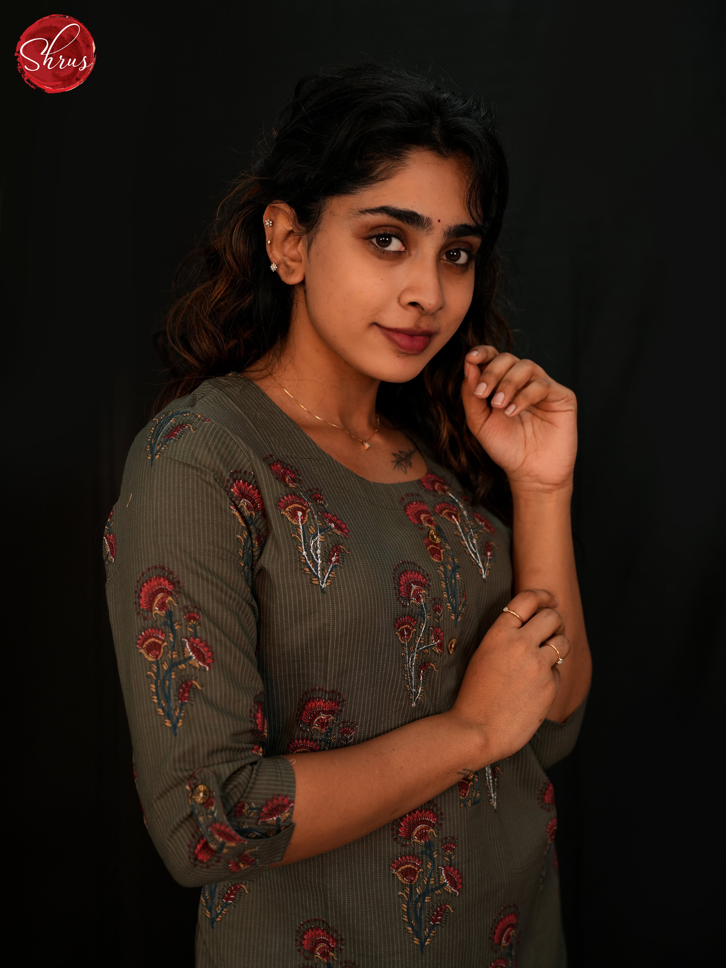 Grey - Readymade Cotton straight Kurti - Shop on ShrusEternity.com