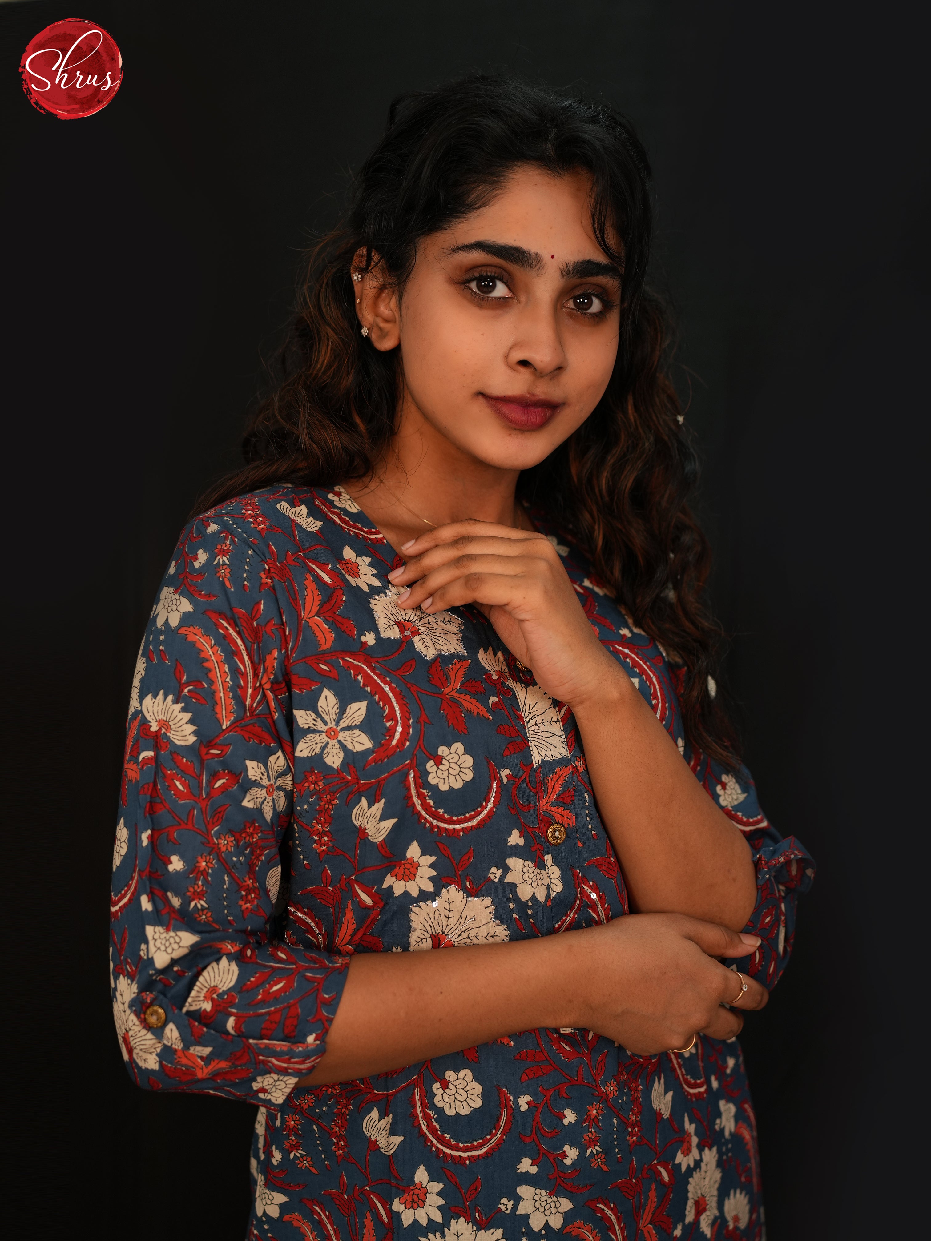 Blue - Readymade Cotton straight Kurti - Shop on ShrusEternity.com