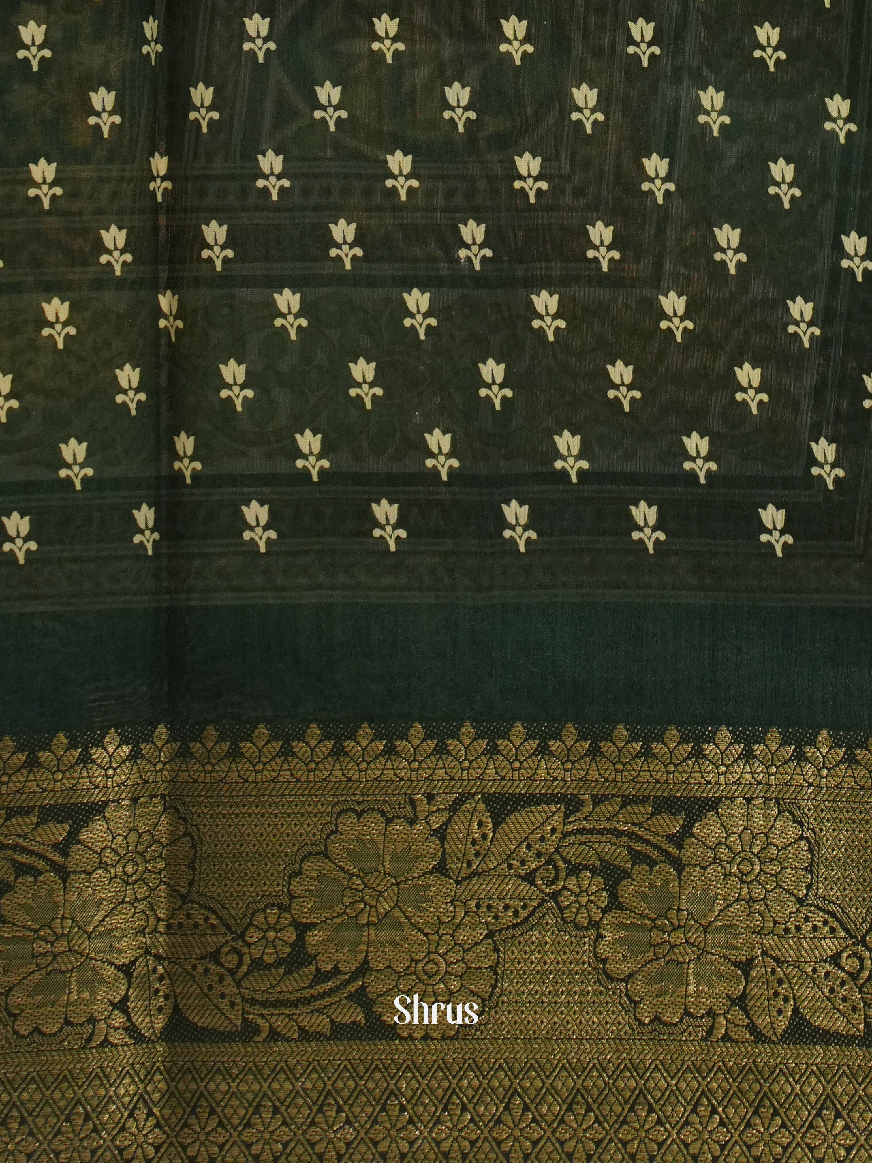 Green - Semi Crepe Saree - Shop on ShrusEternity.com