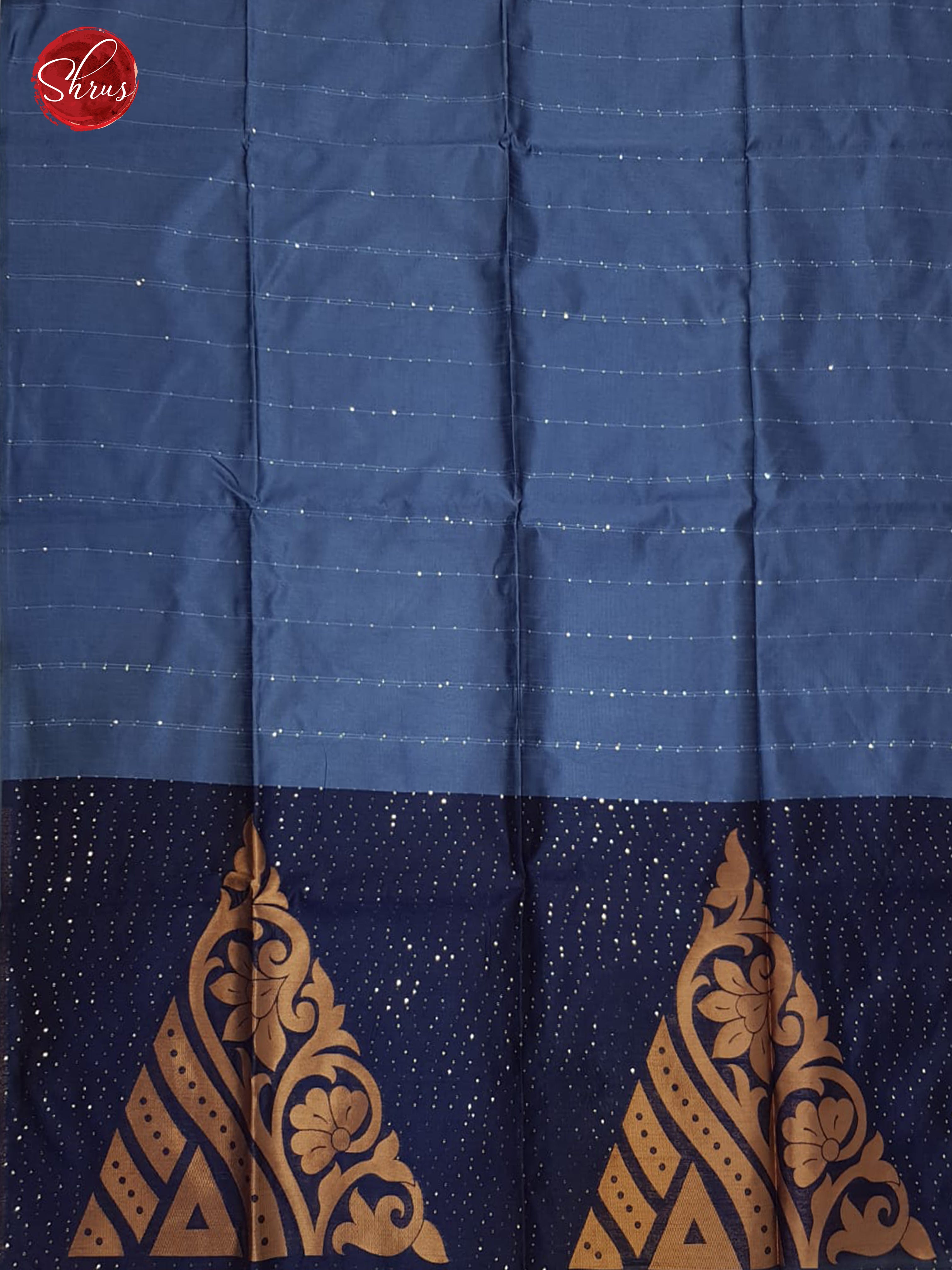 Blue & Dark Blue - Semi Raw Silk Saree - Shop on ShrusEternity.com