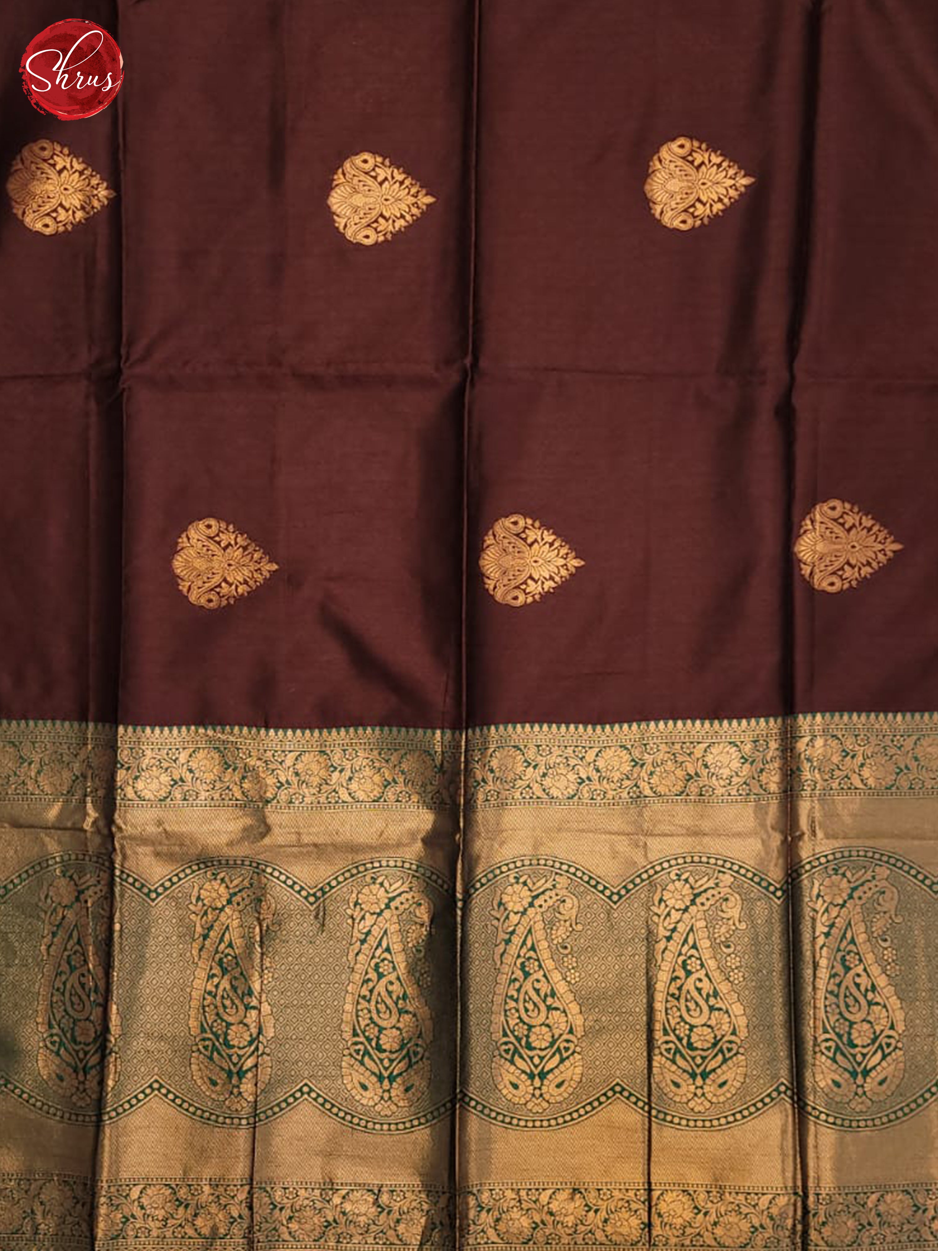 Brown & Green - Semi Raw Silk Saree - Shop on ShrusEternity.com