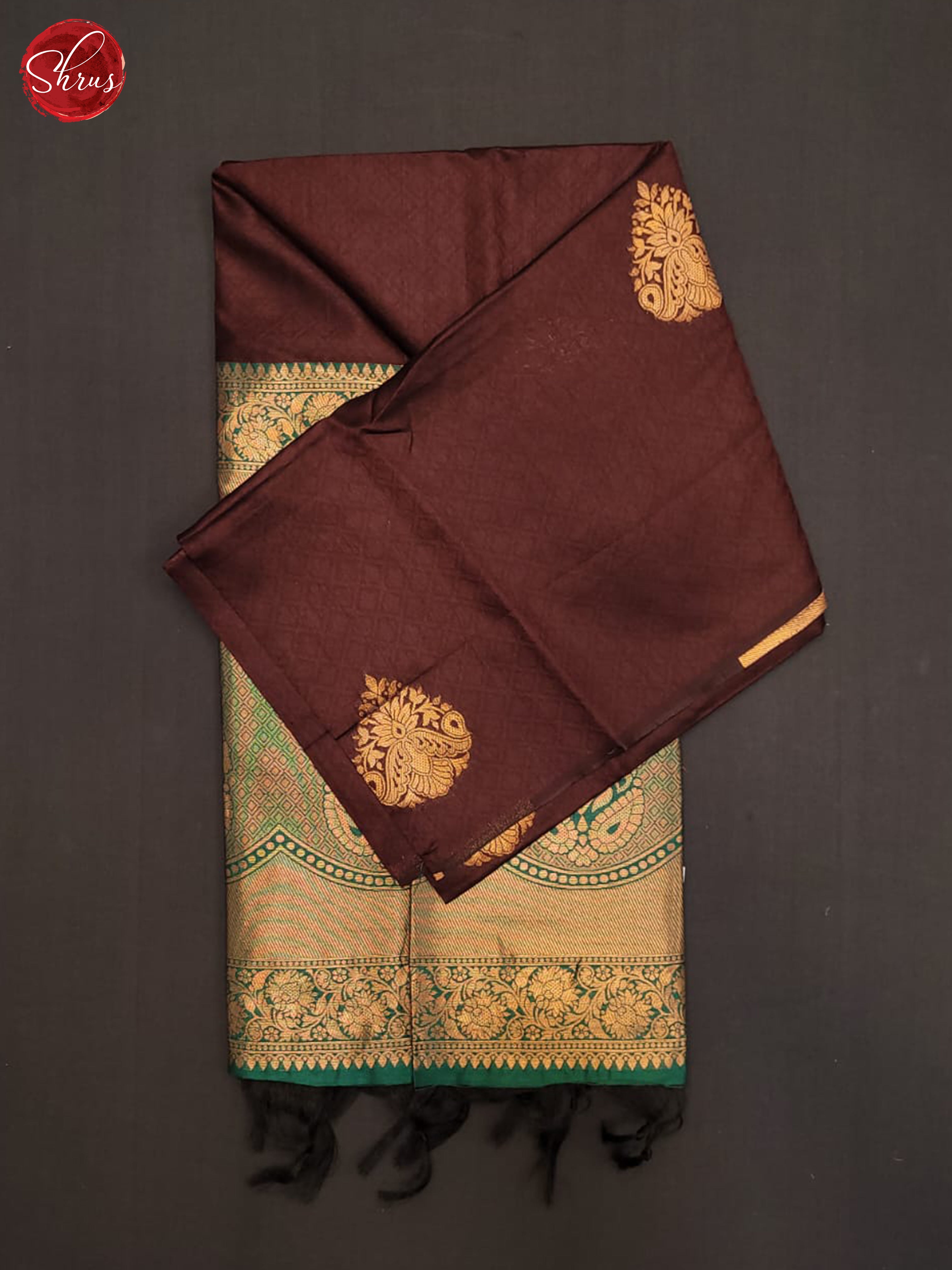 Brown & Green - Semi Raw Silk Saree - Shop on ShrusEternity.com