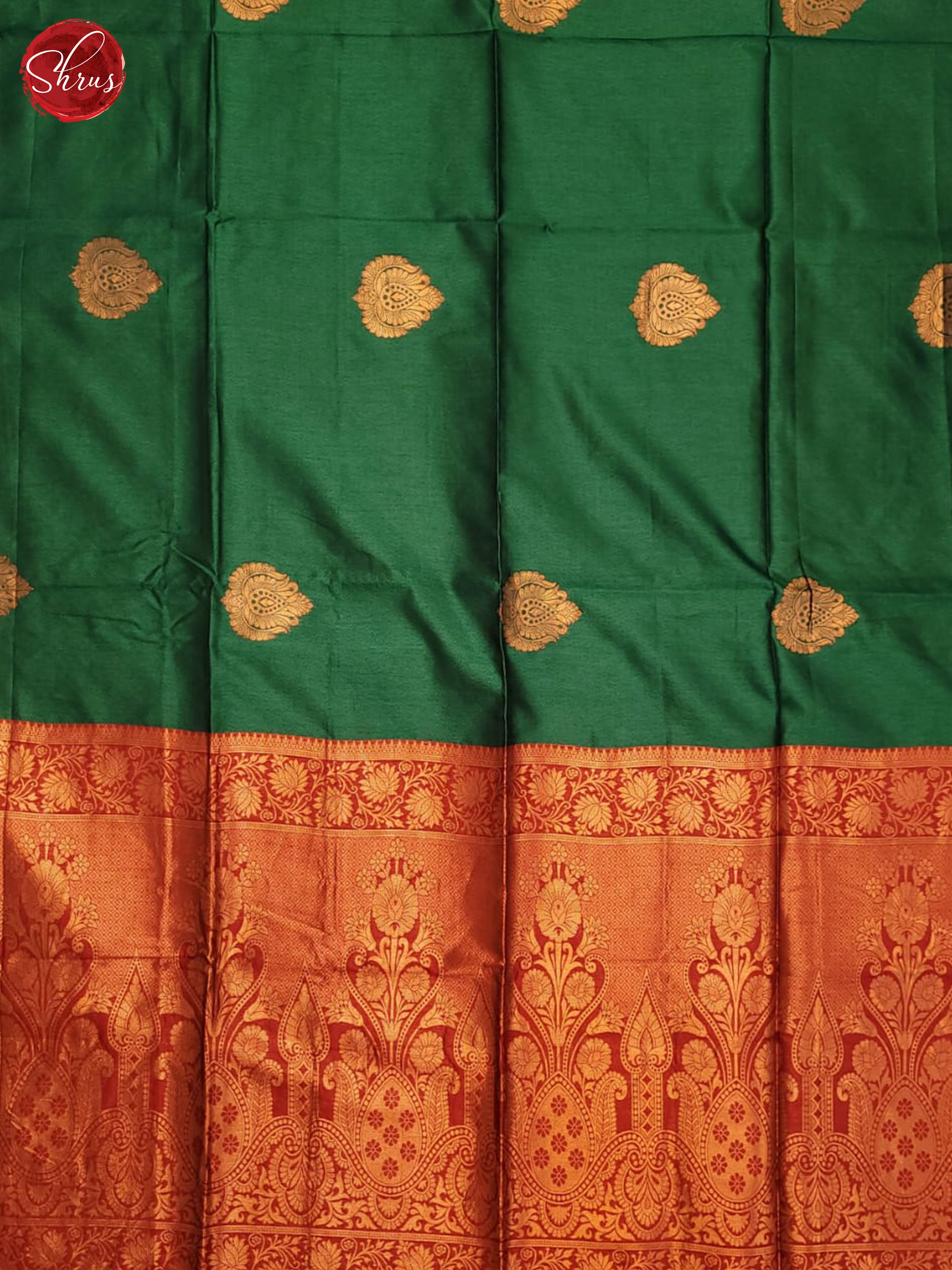 Green & Red- Semi Raw Silk Saree - Shop on ShrusEternity.com