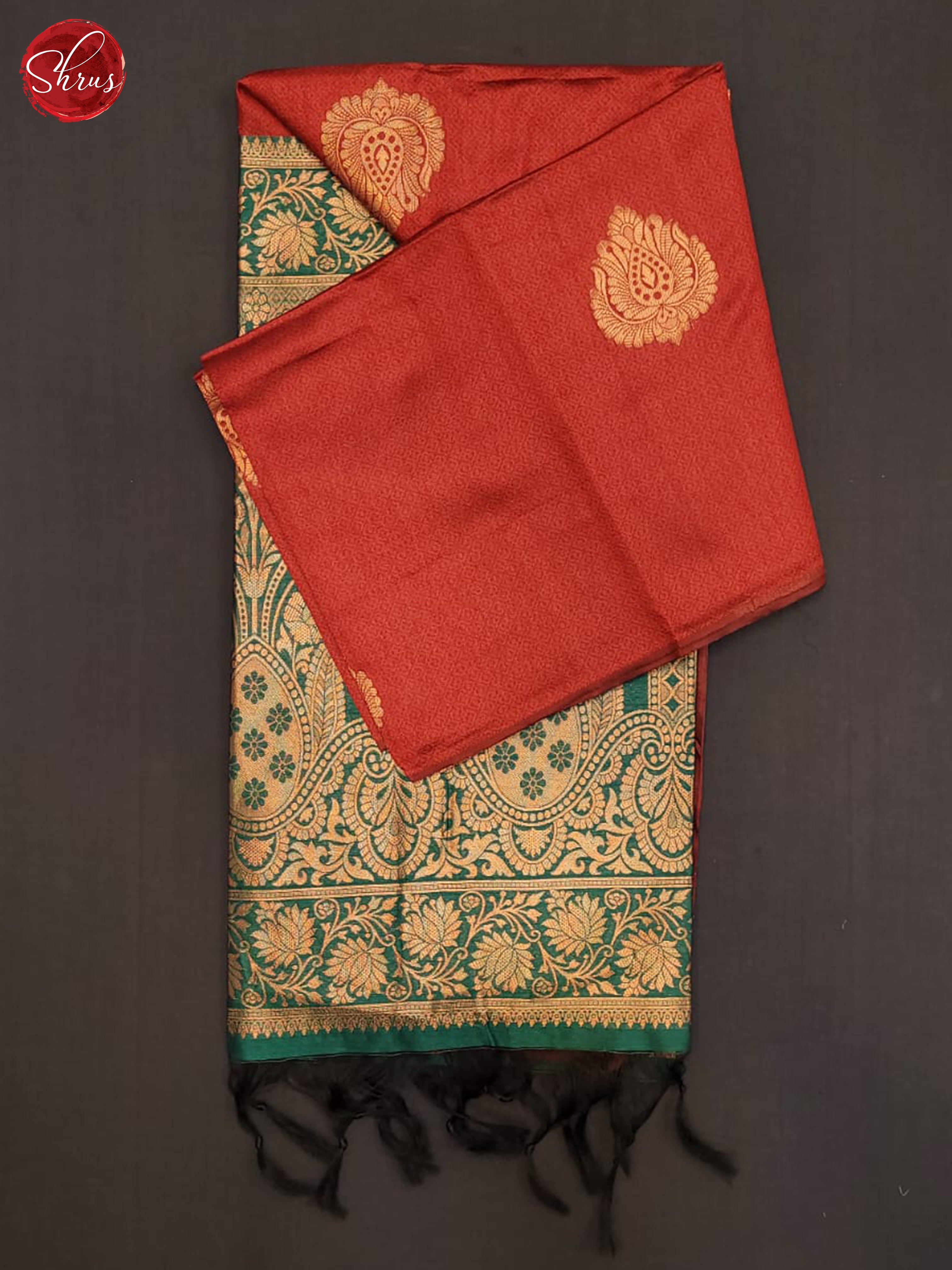 Red & Green - Semi Raw Silk Saree - Shop on ShrusEternity.com