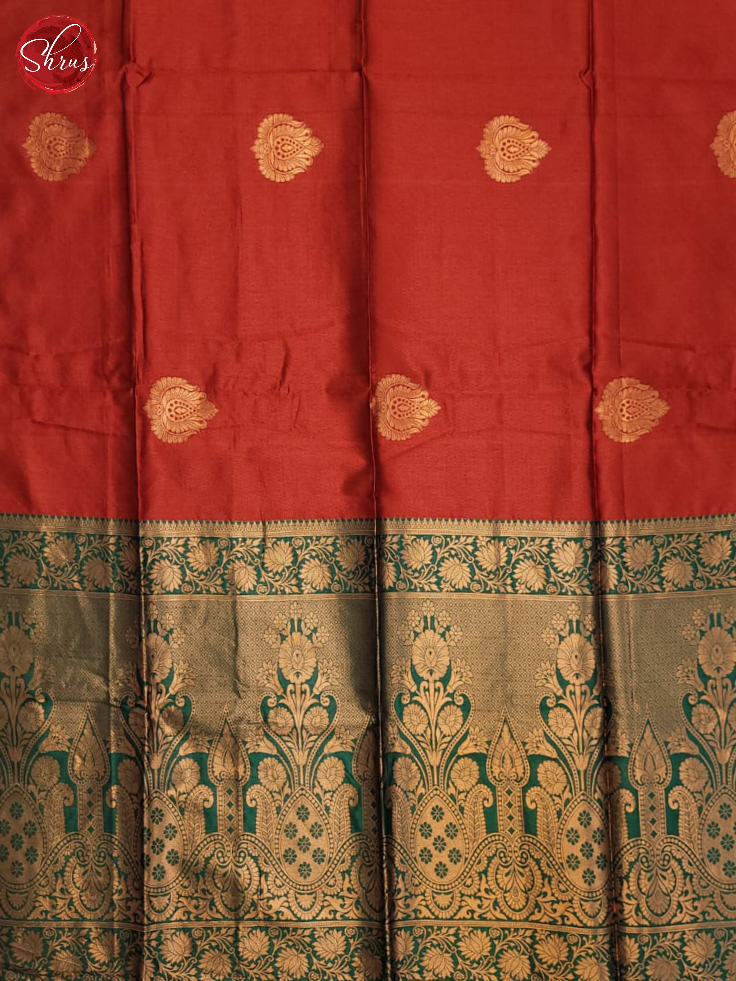 Red & Green - Semi Raw Silk Saree - Shop on ShrusEternity.com