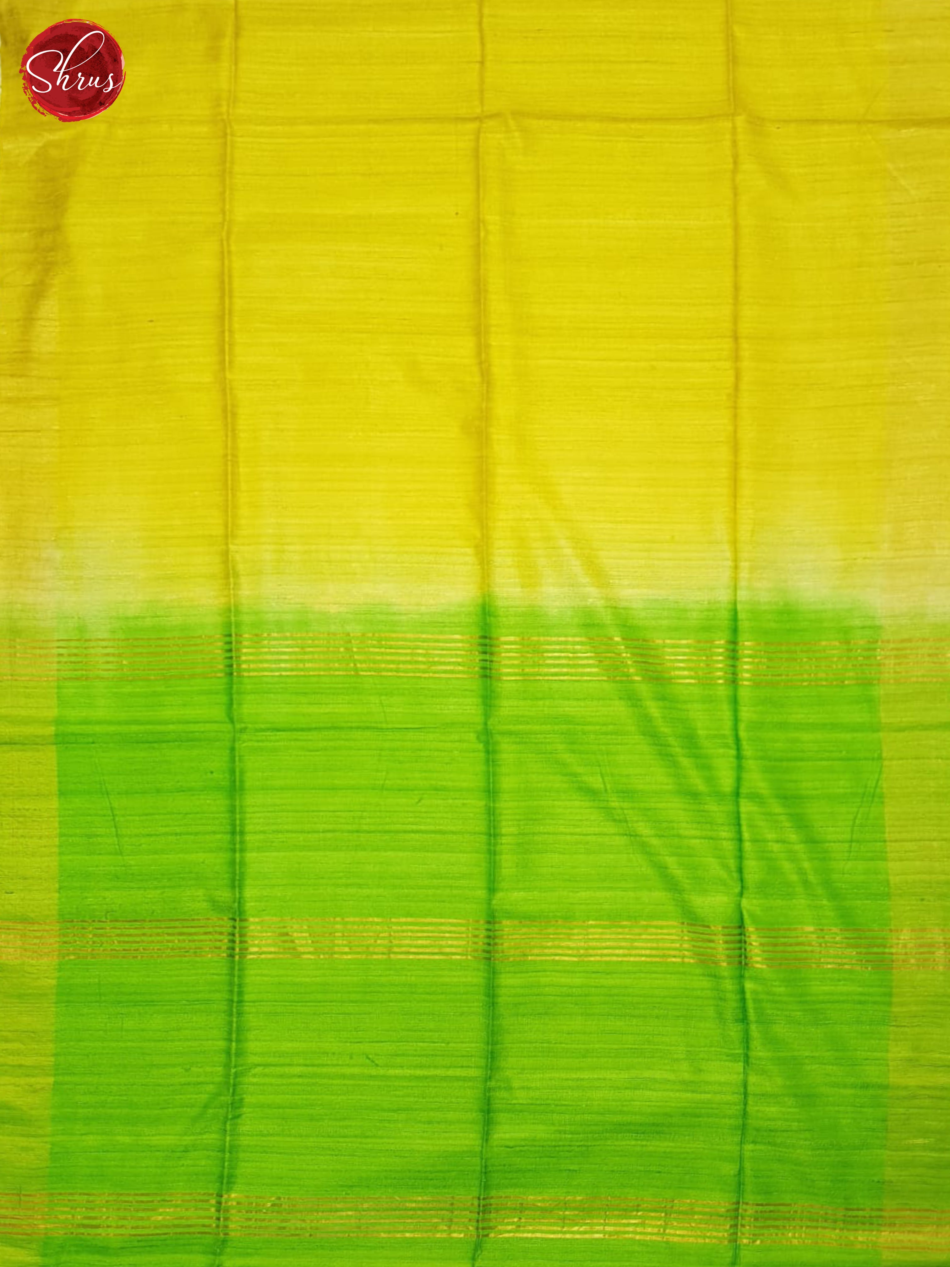 Yellow And Green-Tussar saree - Shop on ShrusEternity.com