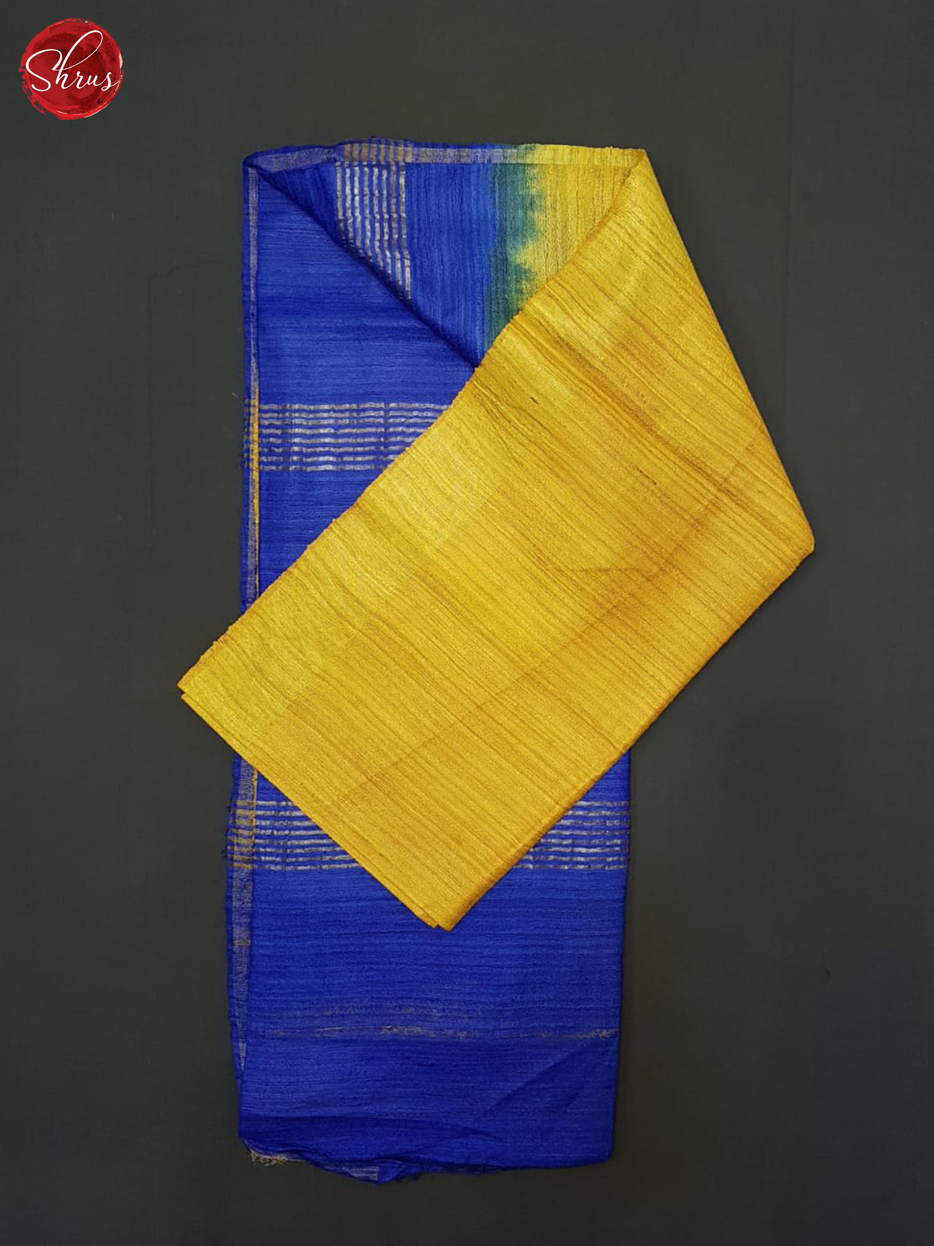 Yellow And Blue-Tussar Saree - Shop on ShrusEternity.com