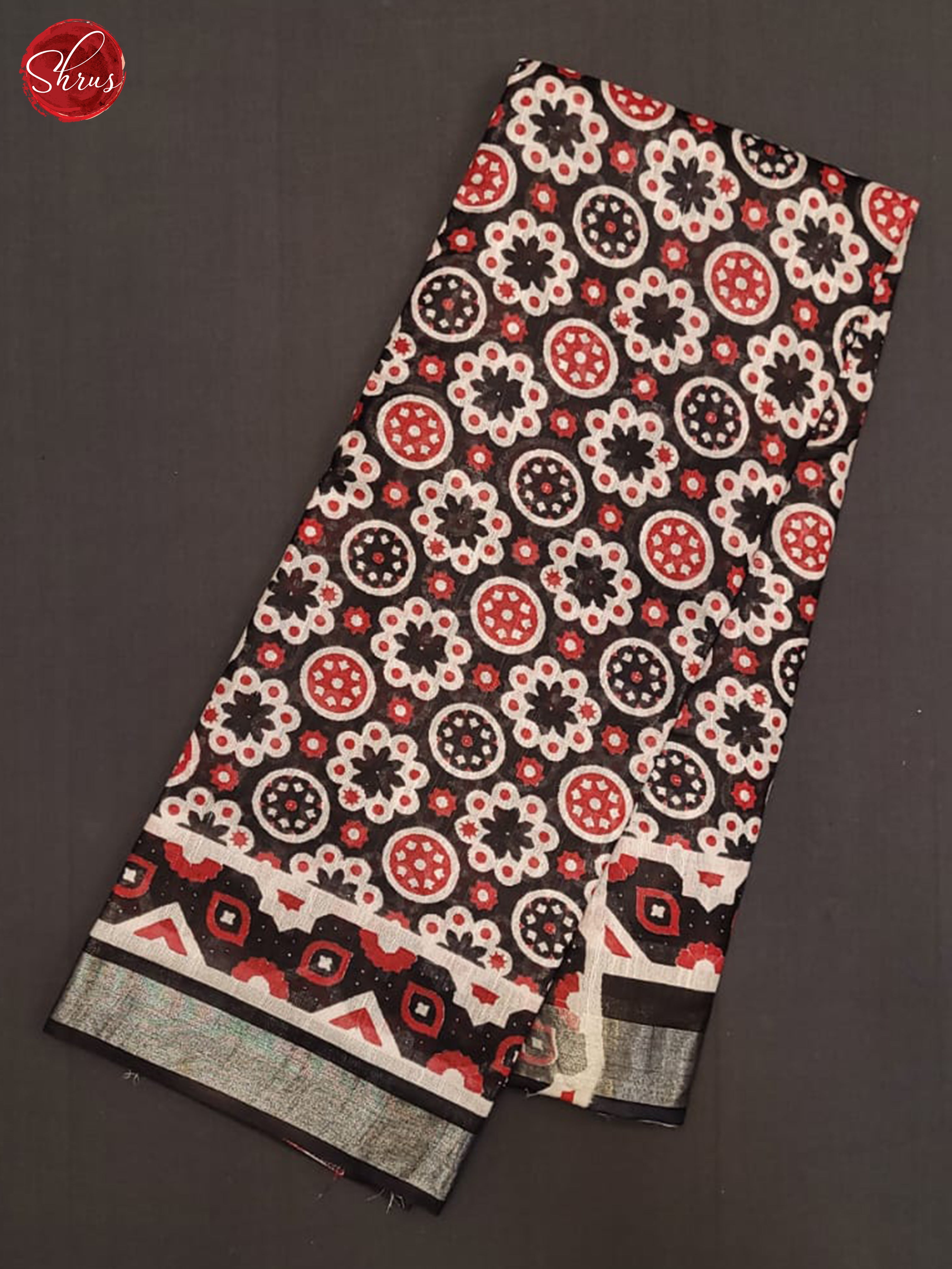 Black & Red - Linen Cotton Saree - Shop on ShrusEternity.com