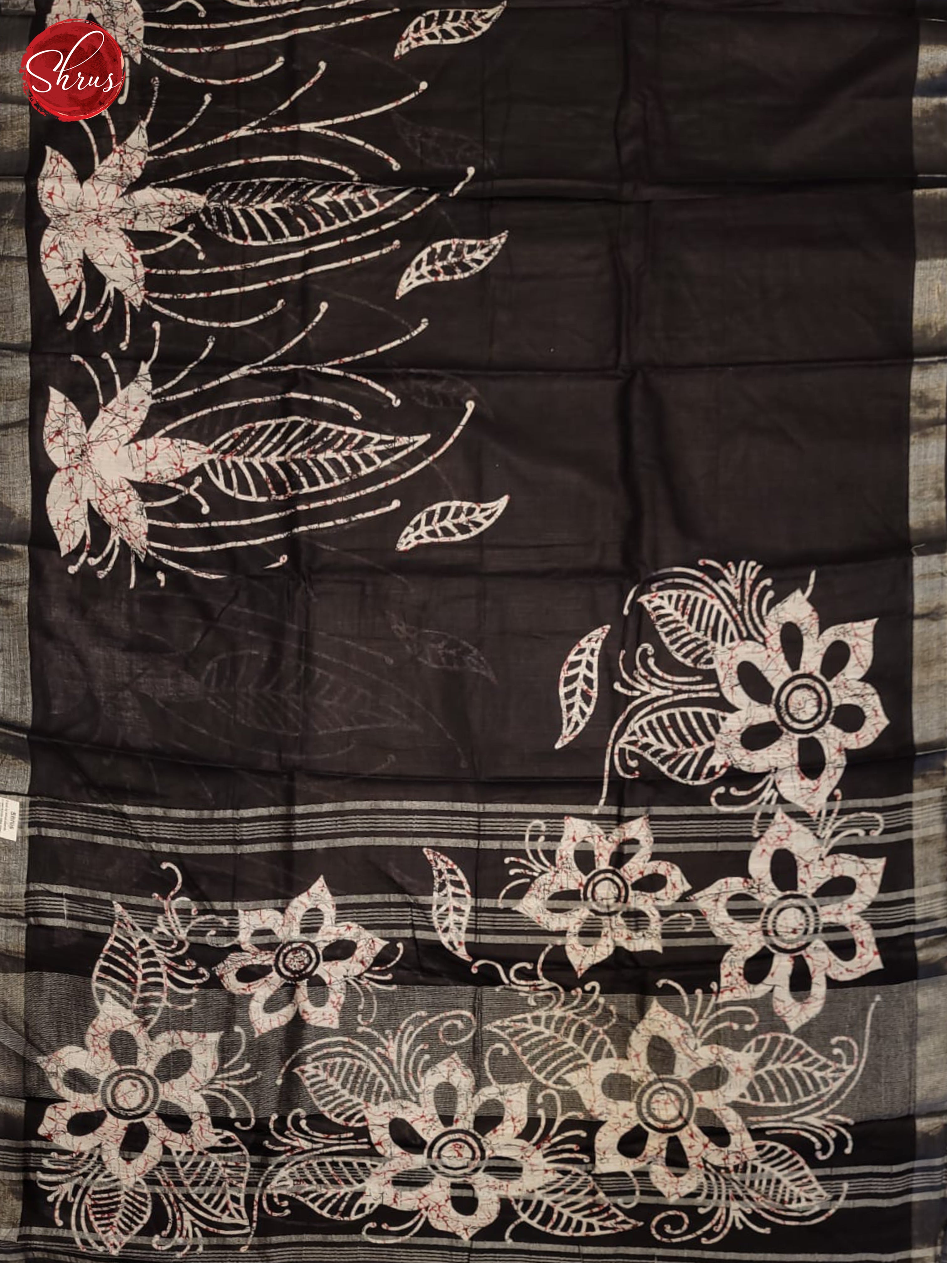 Black(Single Tone)- Linen Cotton Saree - Shop on ShrusEternity.com
