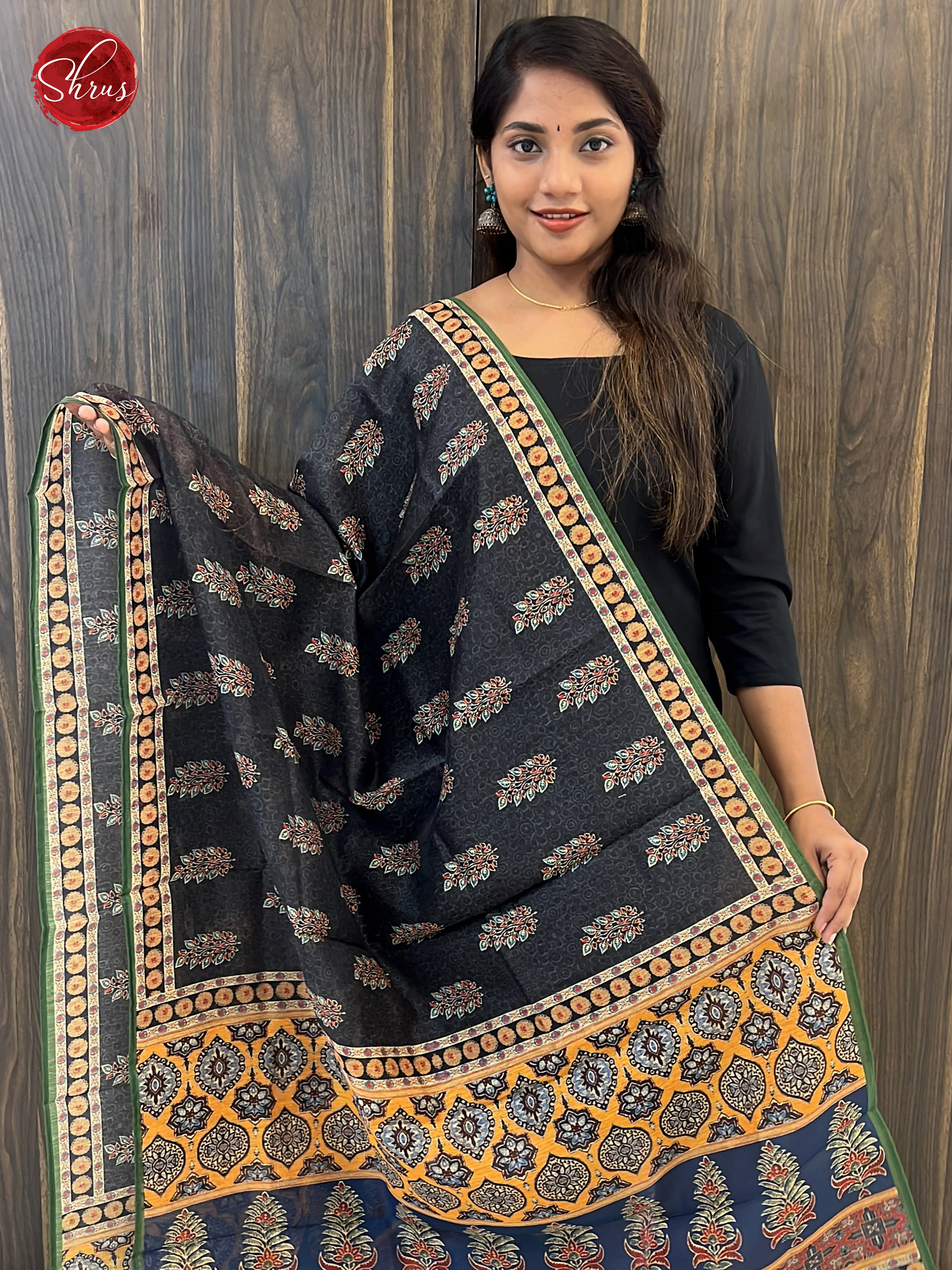 Black - Semi Jute Dupatta - Shop on ShrusEternity.com