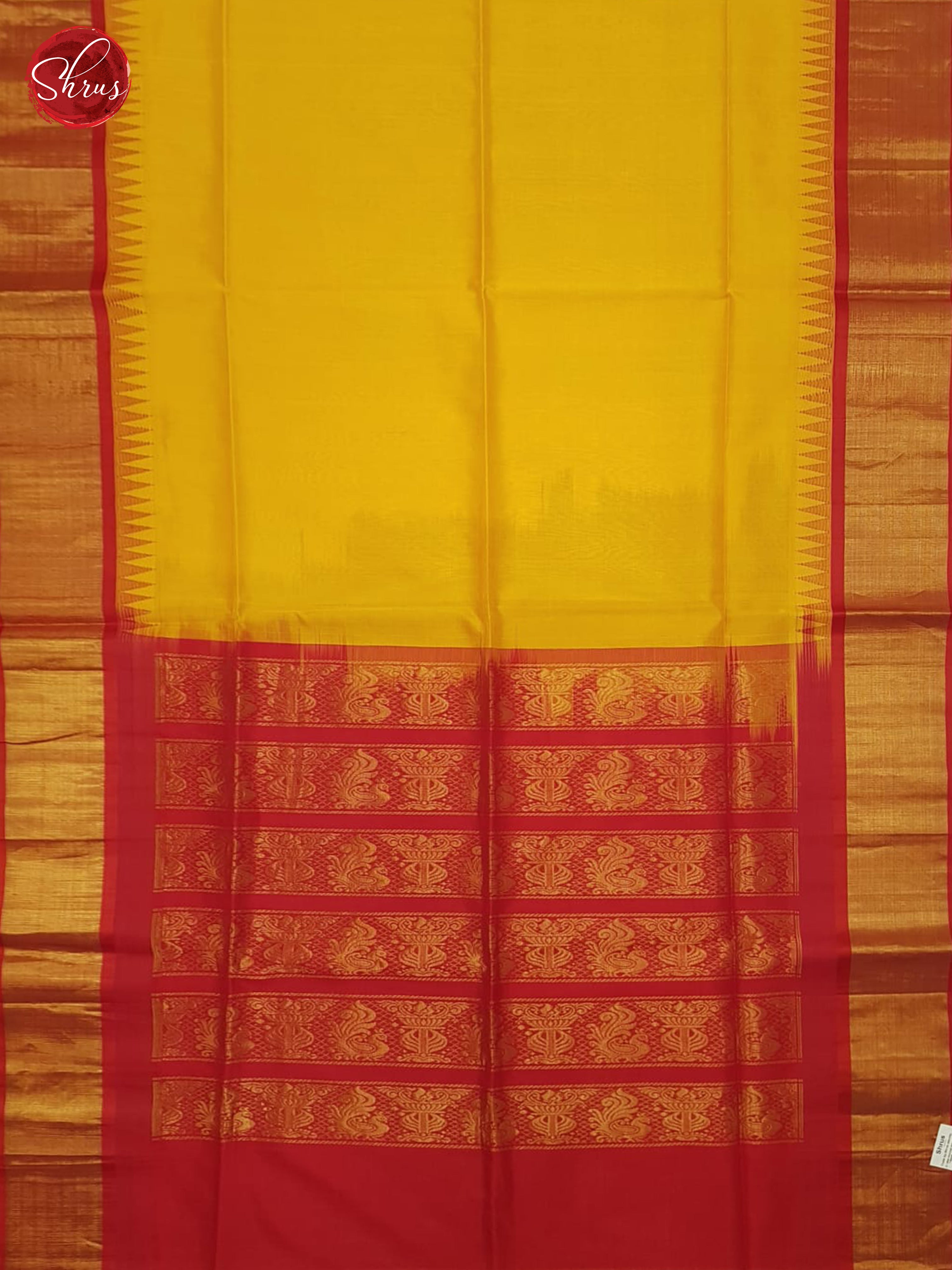 Yellow And Red-Silk Cotton Saree - Shop on ShrusEternity.com