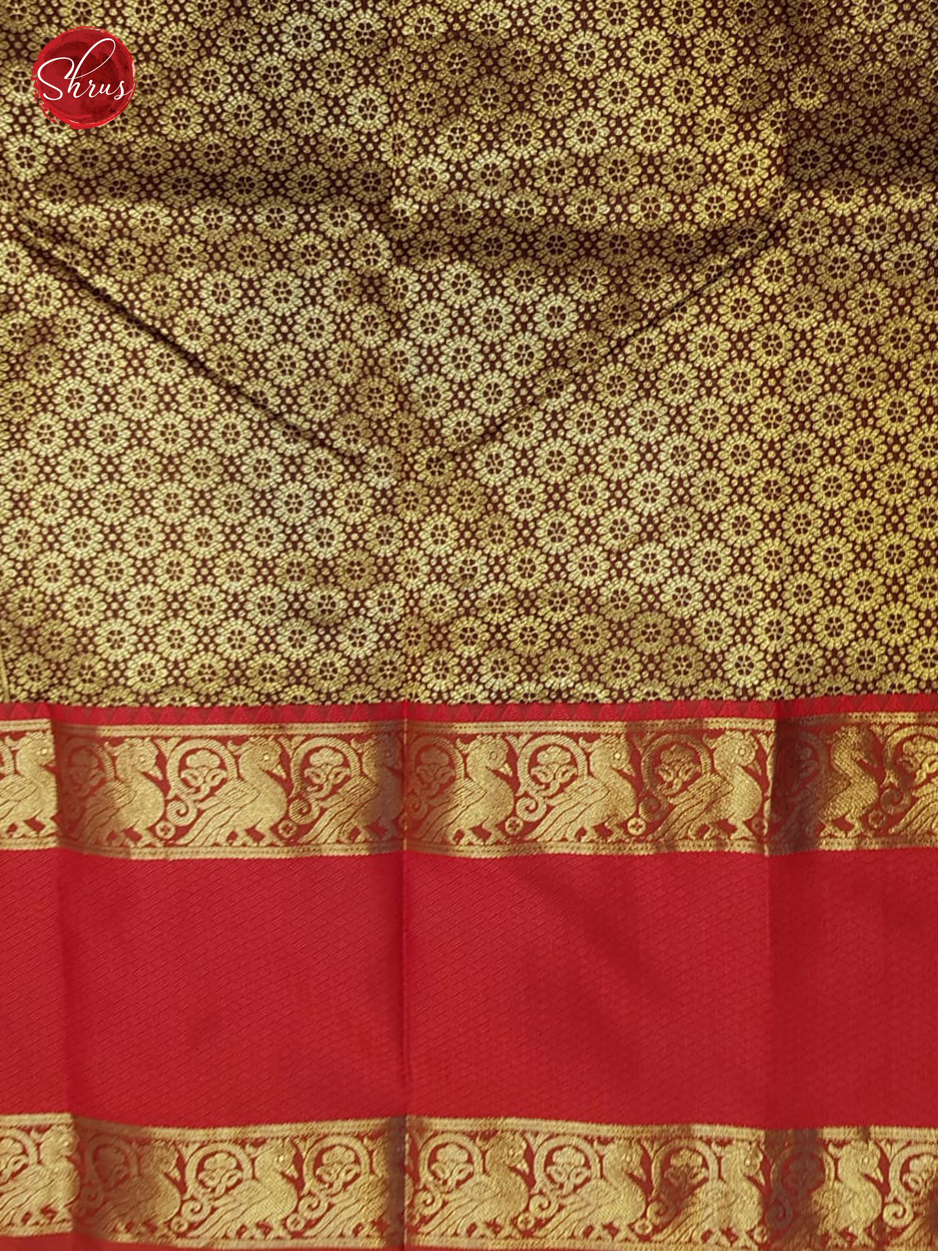 Brown and Red- Semi Kanchipuram Silk Saree - Shop on ShrusEternity.com