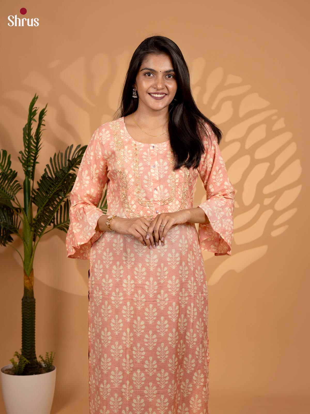 Peach - Readymade Kurti - Shop on ShrusEternity.com