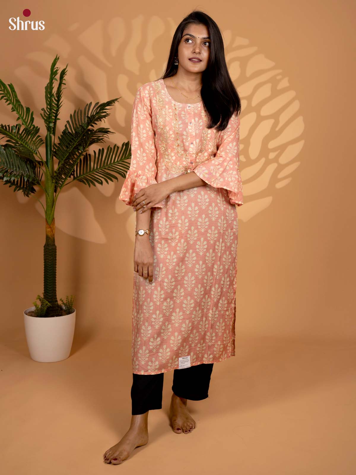 Peach - Readymade Kurti - Shop on ShrusEternity.com