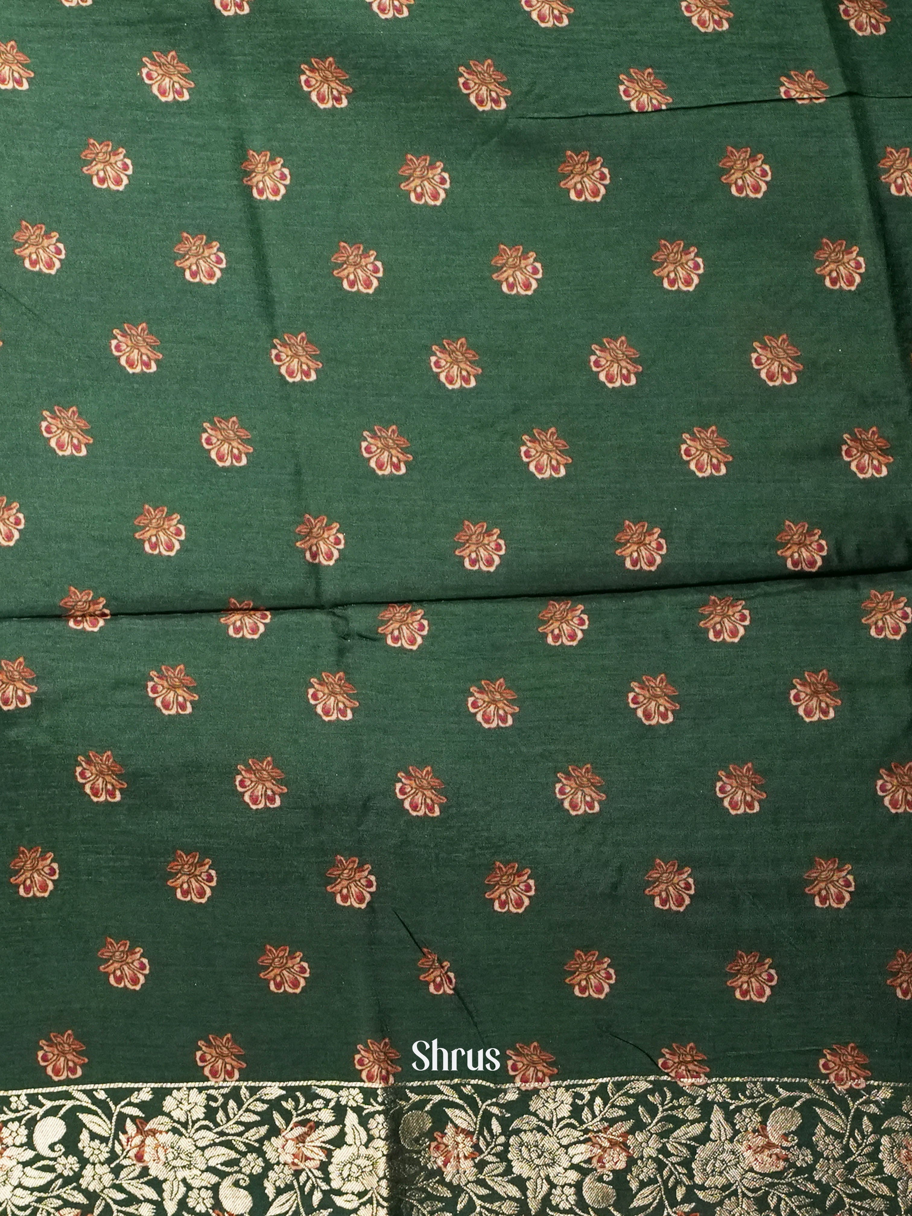 Green (Single Tone) - Semi Crepe Saree - Shop on ShrusEternity.com