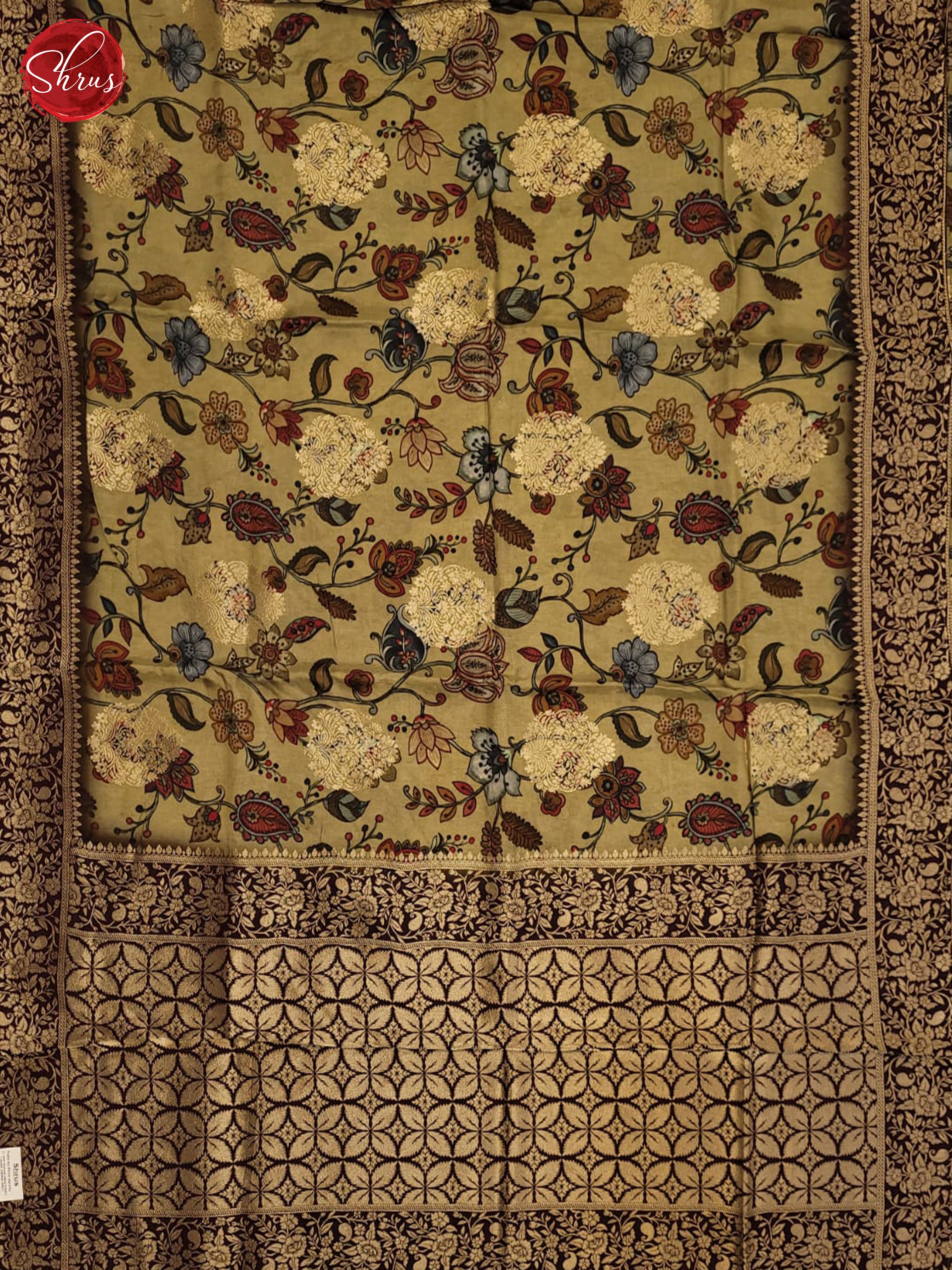 Green & Brown- Semi Crepe Saree - Shop on ShrusEternity.com