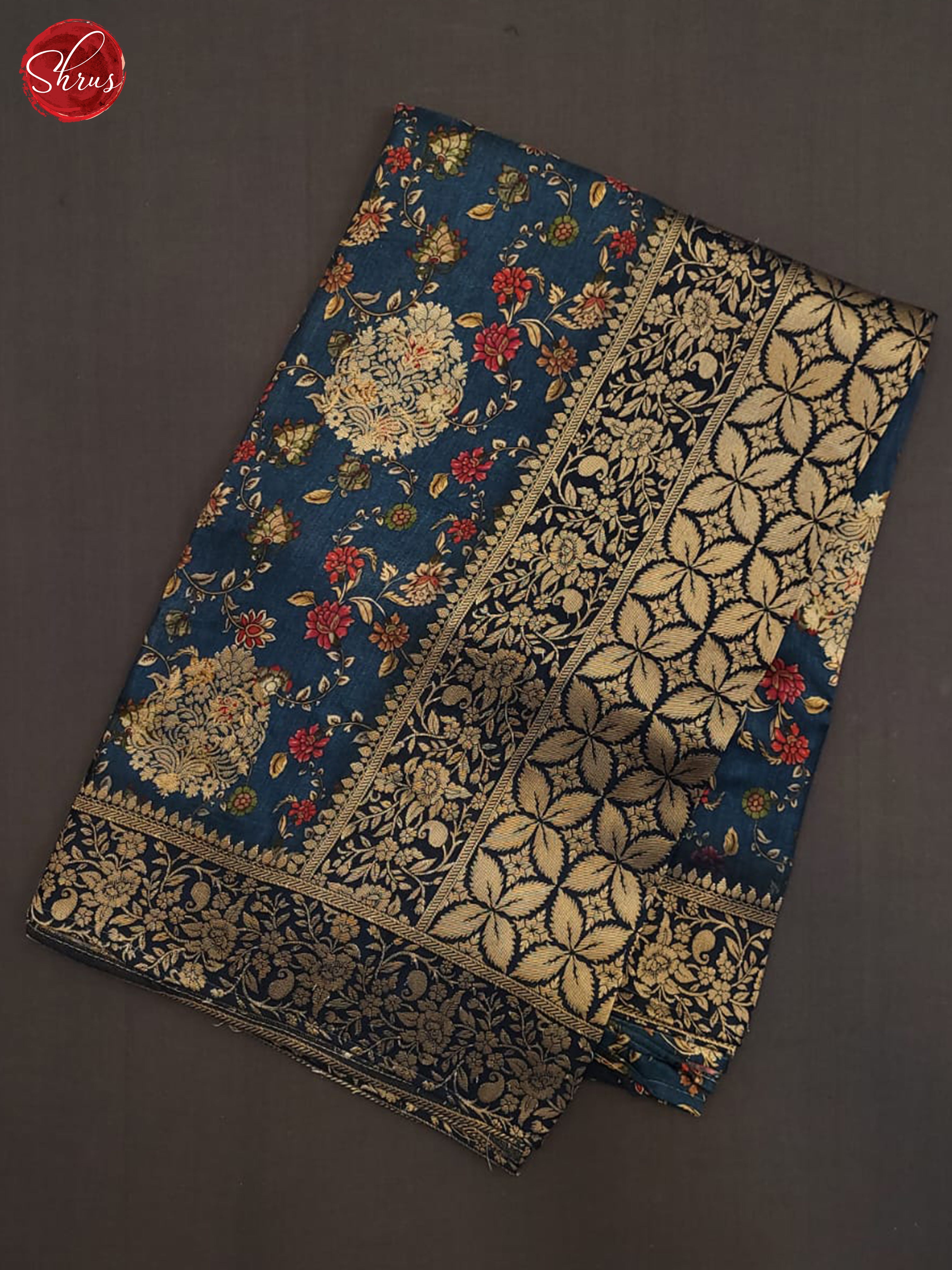 German Blue(Single Tone)- Semi Crepe Saree - Shop on ShrusEternity.com