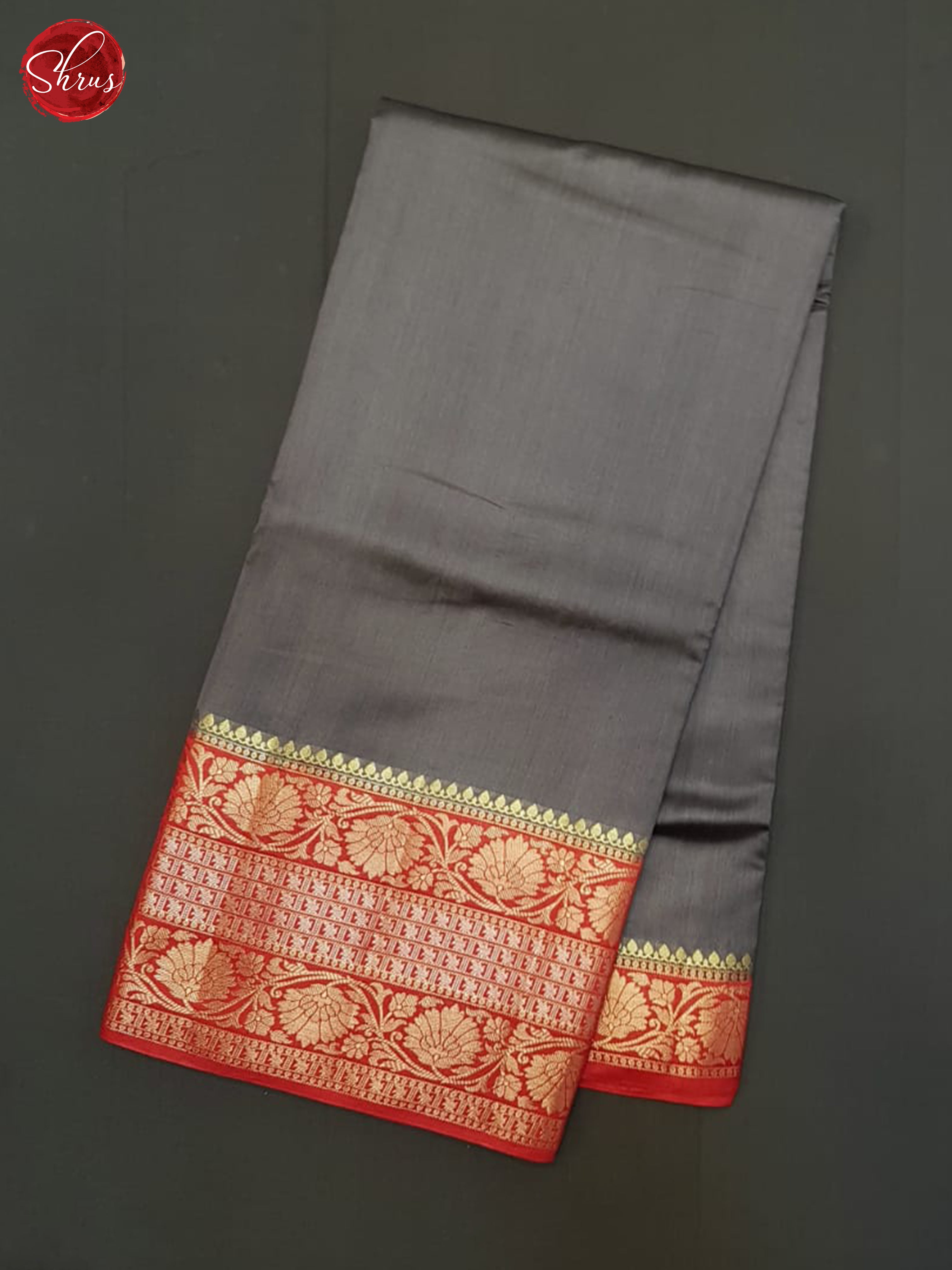 Grey And Red- Tussar Saree-1