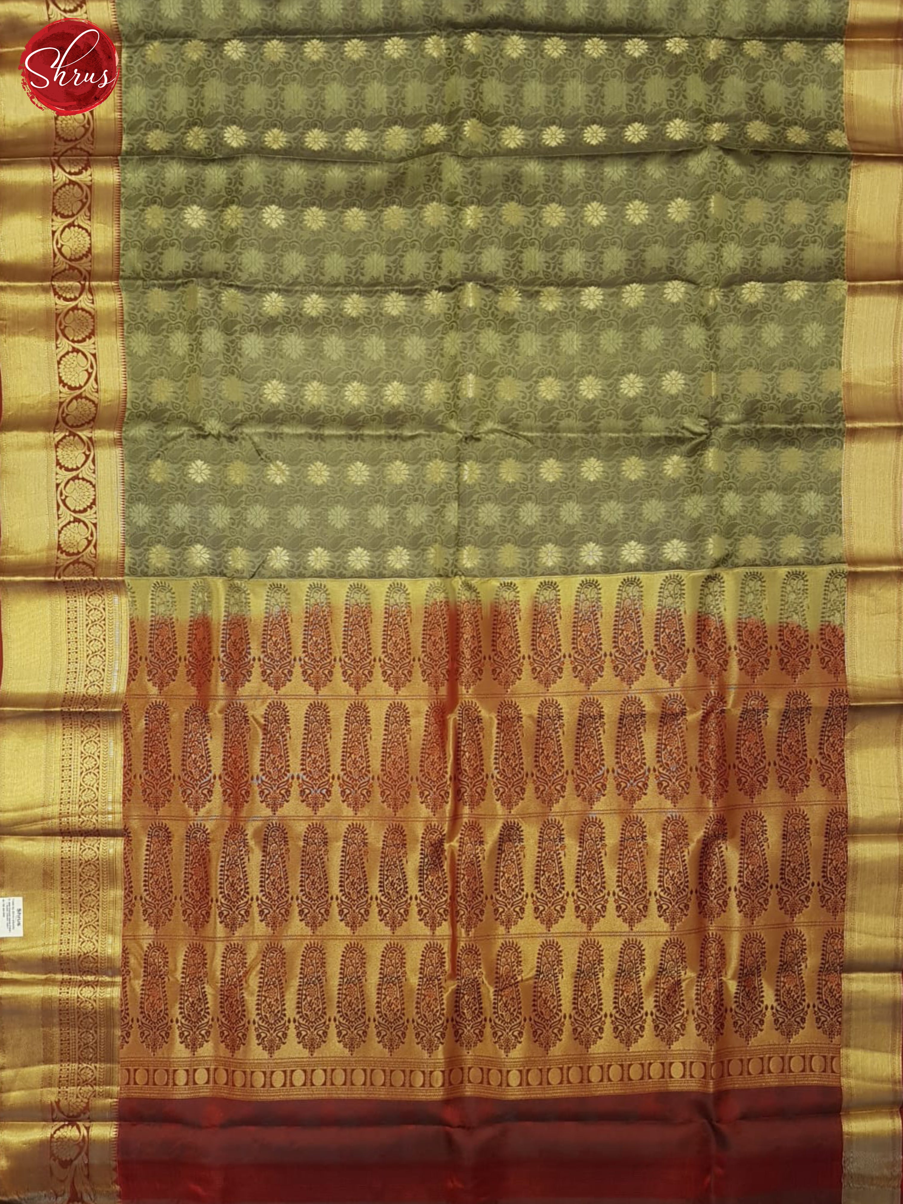 Grey And And Maroon- Kanchipuram Half-pure Saree - Shop on ShrusEternity.com