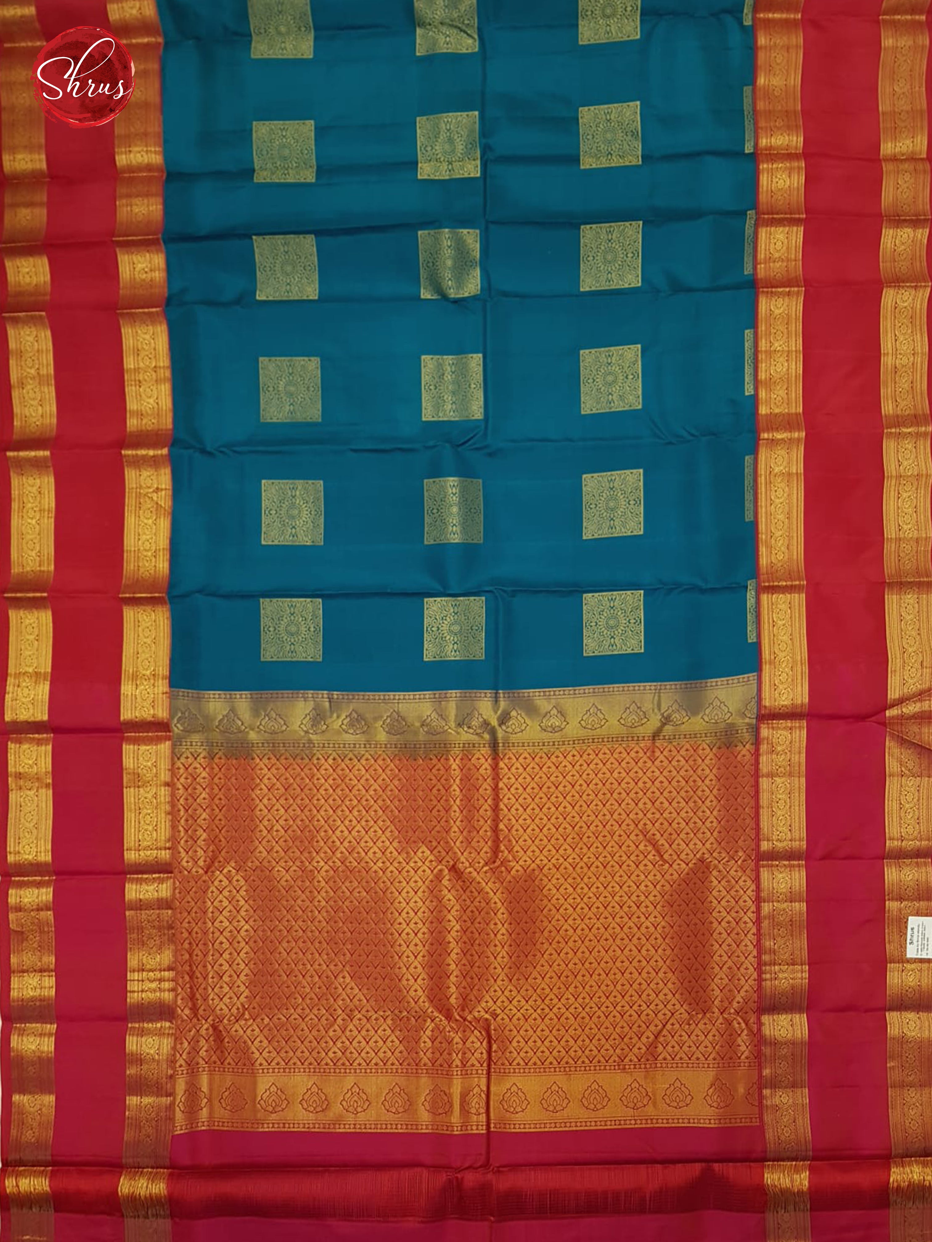 Exquisite Blue and Pink Korvai Kanchipuram Silk Saree With Gold Zari Woven Block Motifs-2