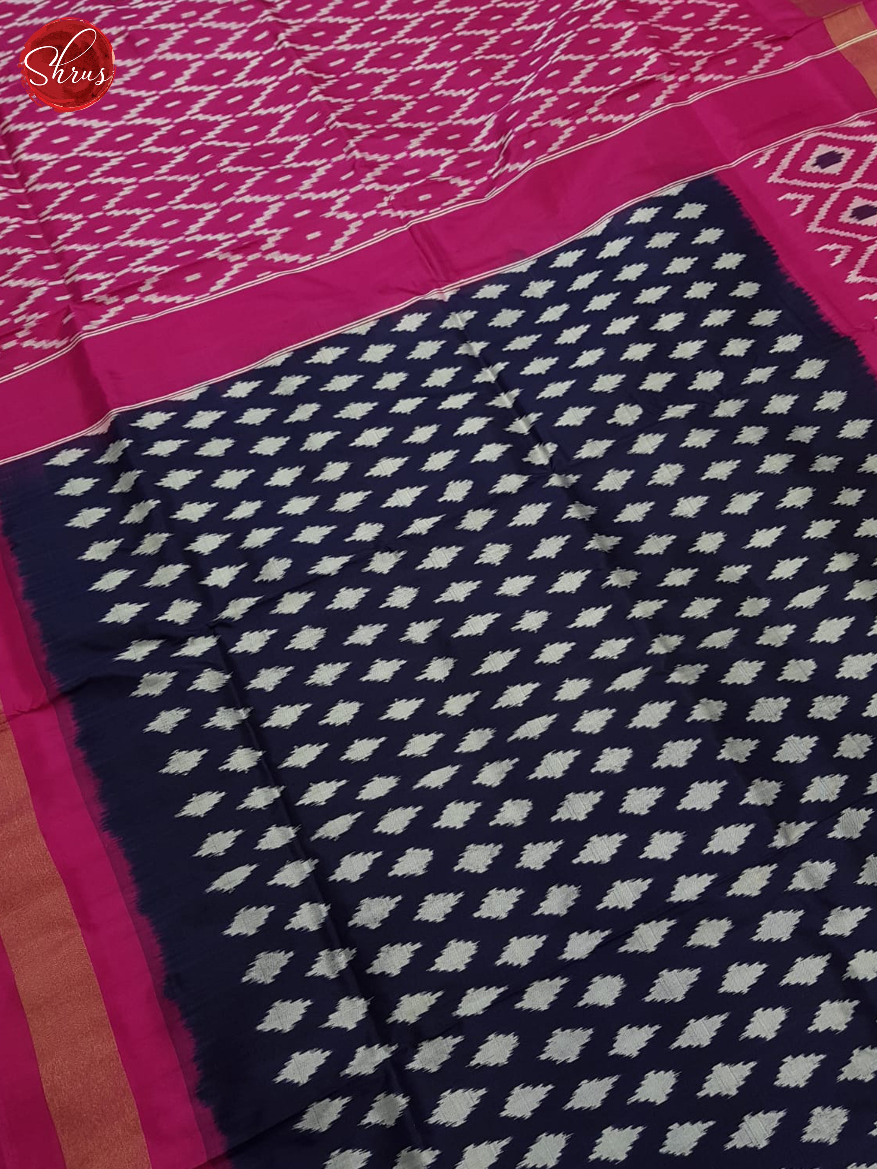 Blue & Pink- Ikkat Silk Saree - Shop on ShrusEternity.com