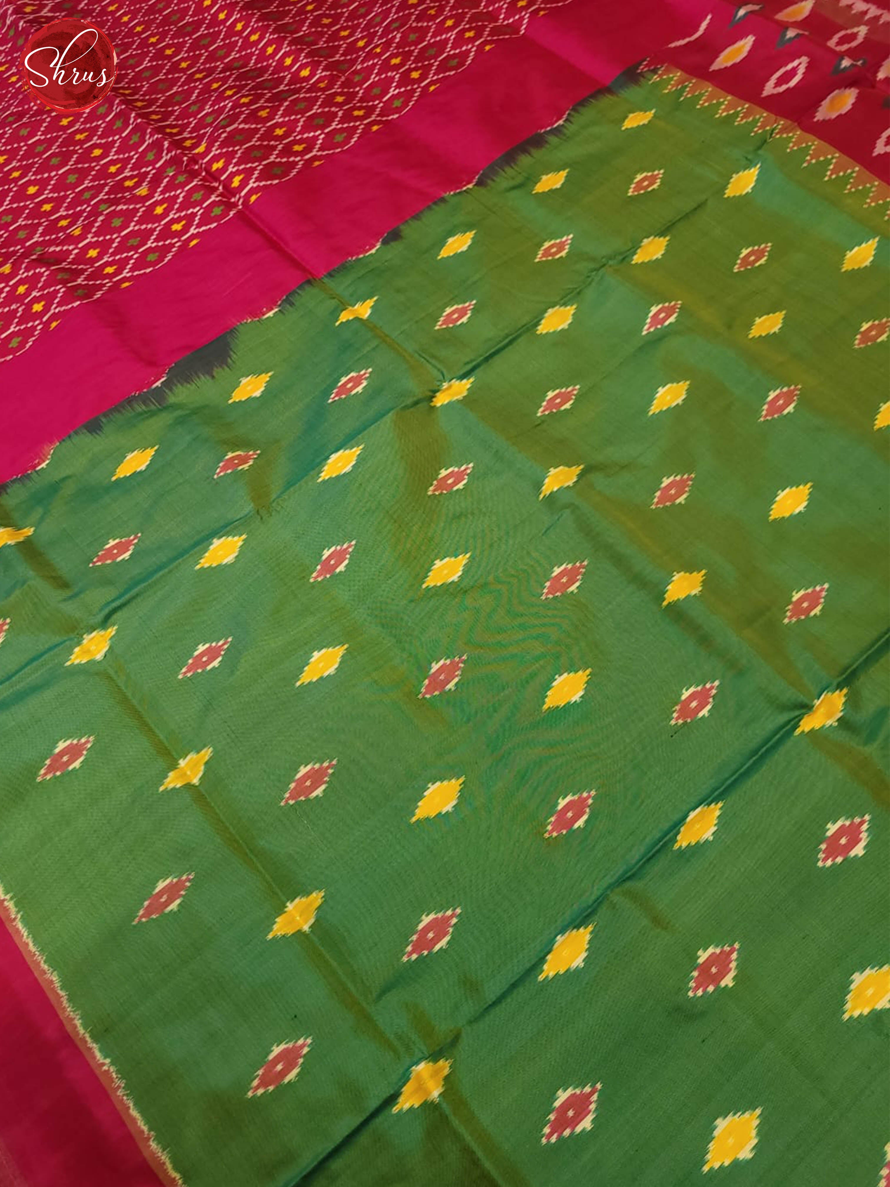 Green and pink- ikkat Silk Saree - Shop on ShrusEternity.com