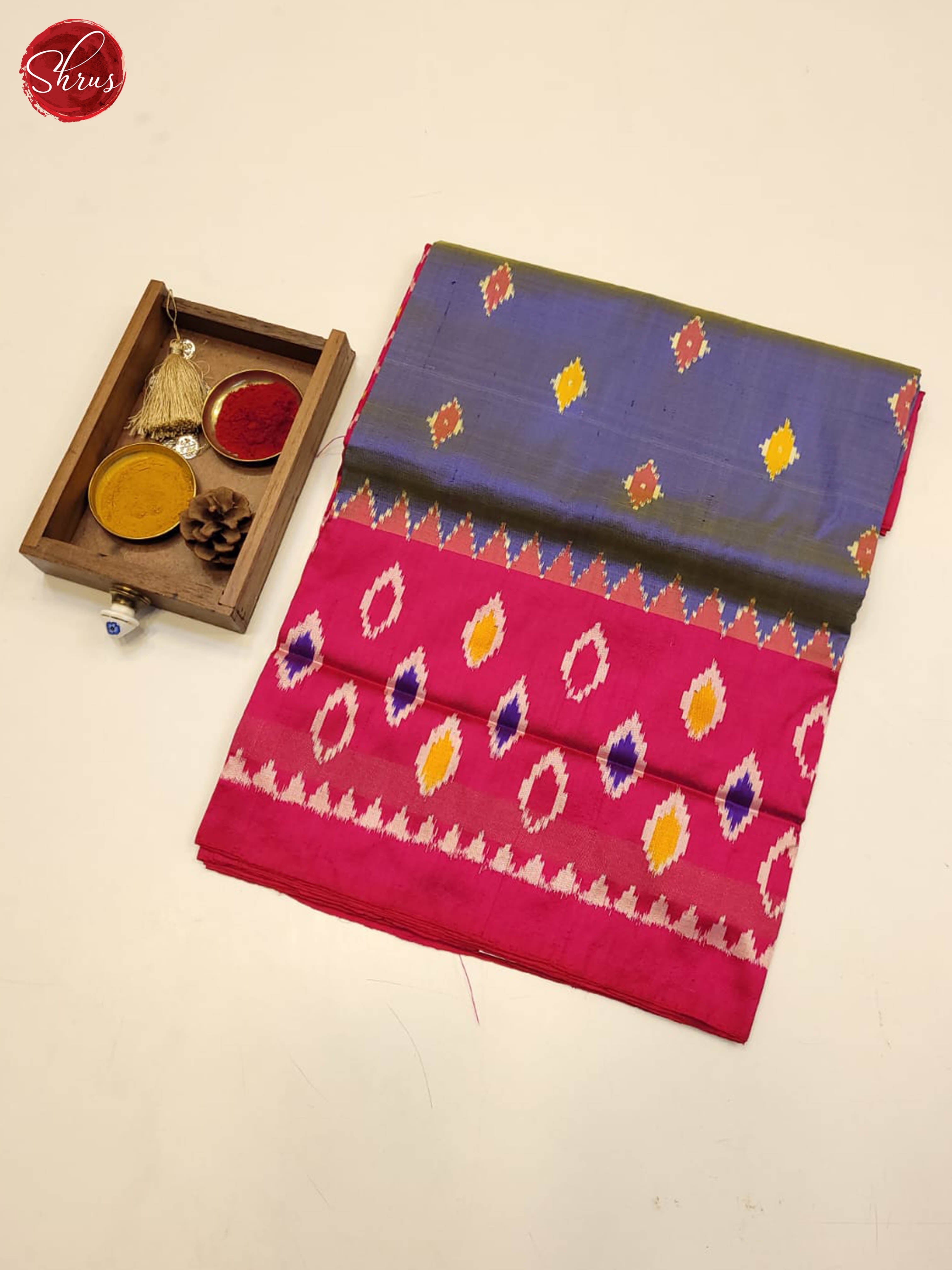 blue and pink- Ikkat Silk Saree - Shop on ShrusEternity.com