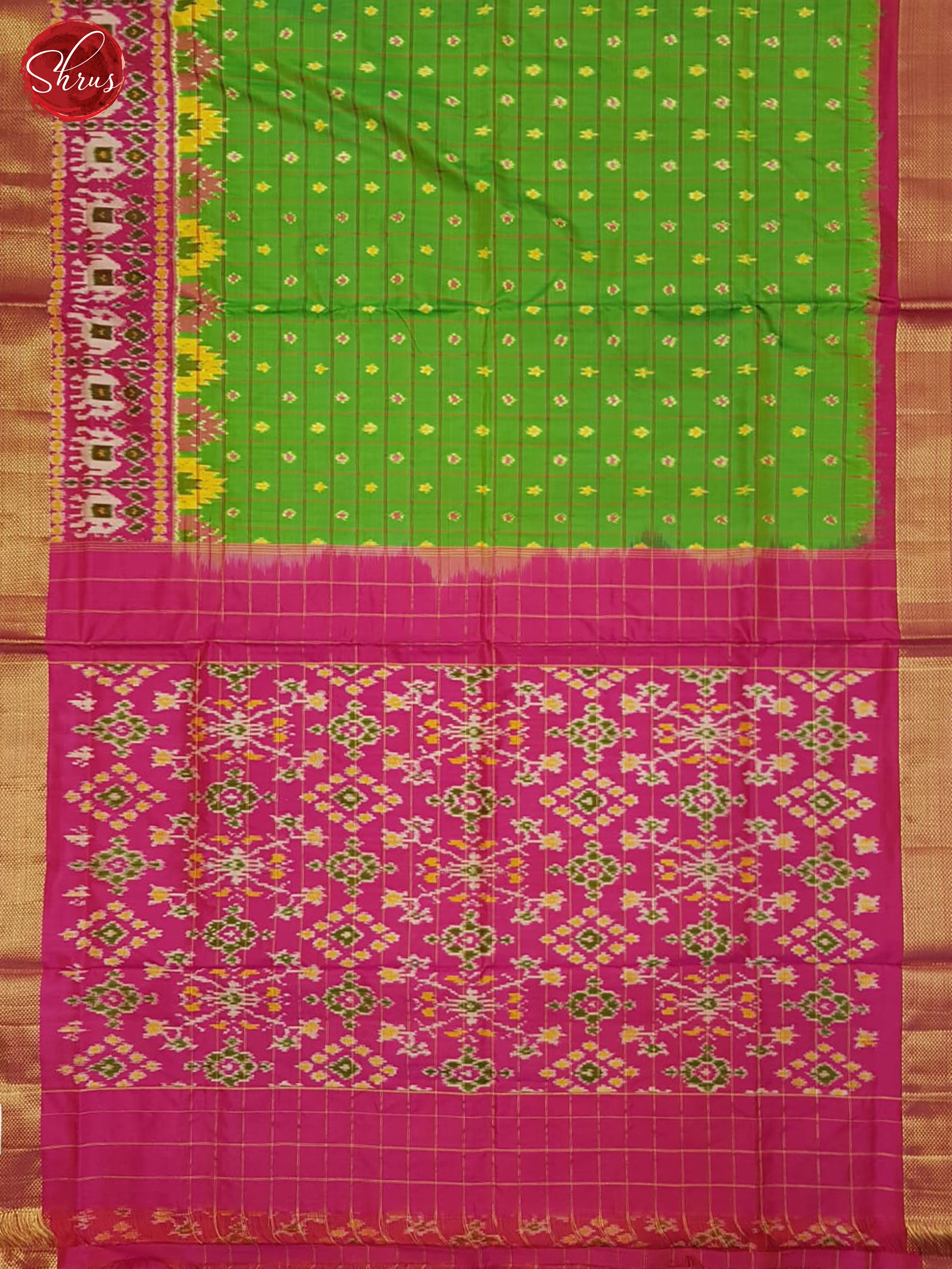 Green & PInk- Ikkat Silk Saree - Shop on ShrusEternity.com