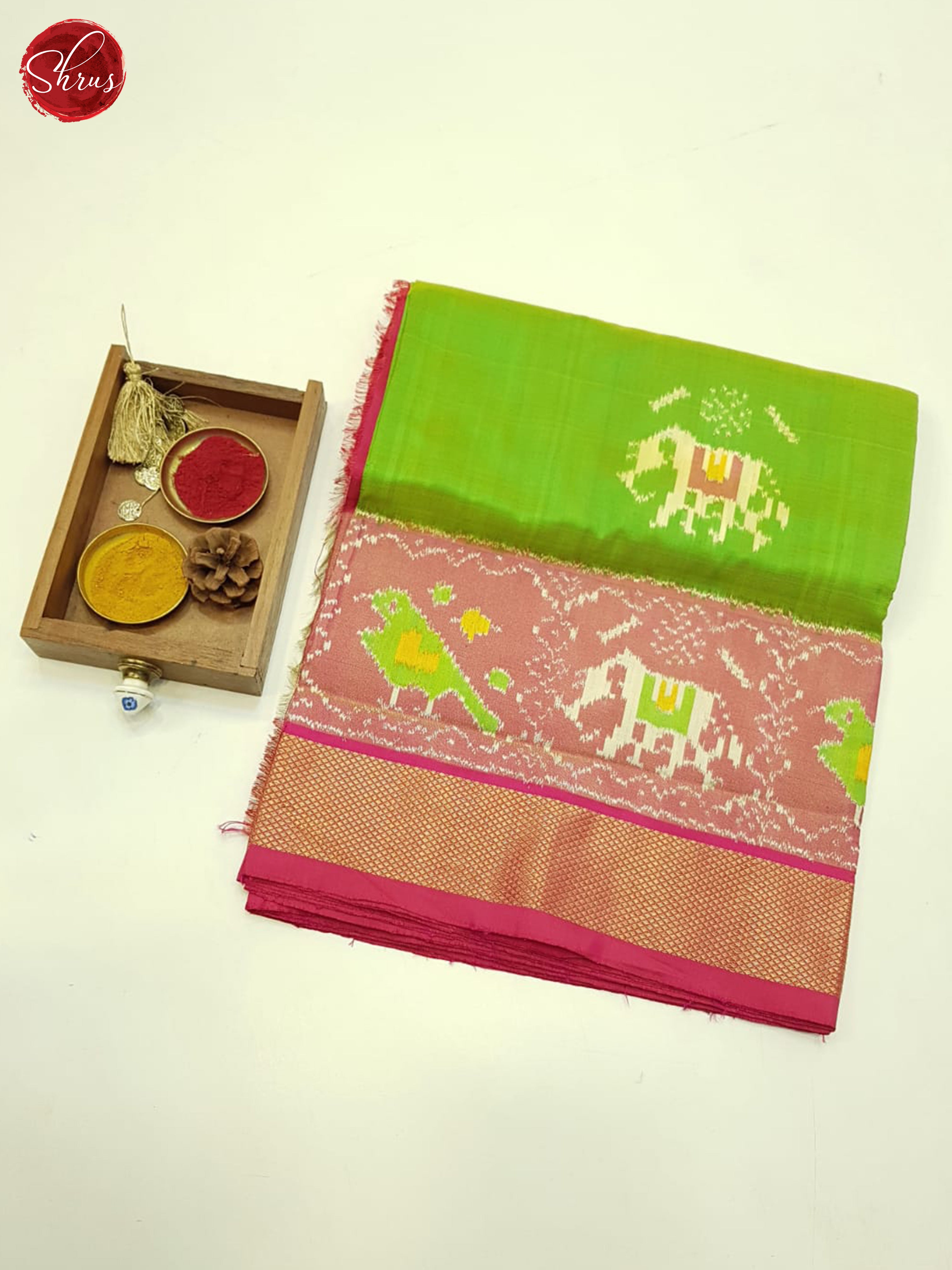 Green & Pink- Ikkat Silk Saree - Shop on ShrusEternity.com