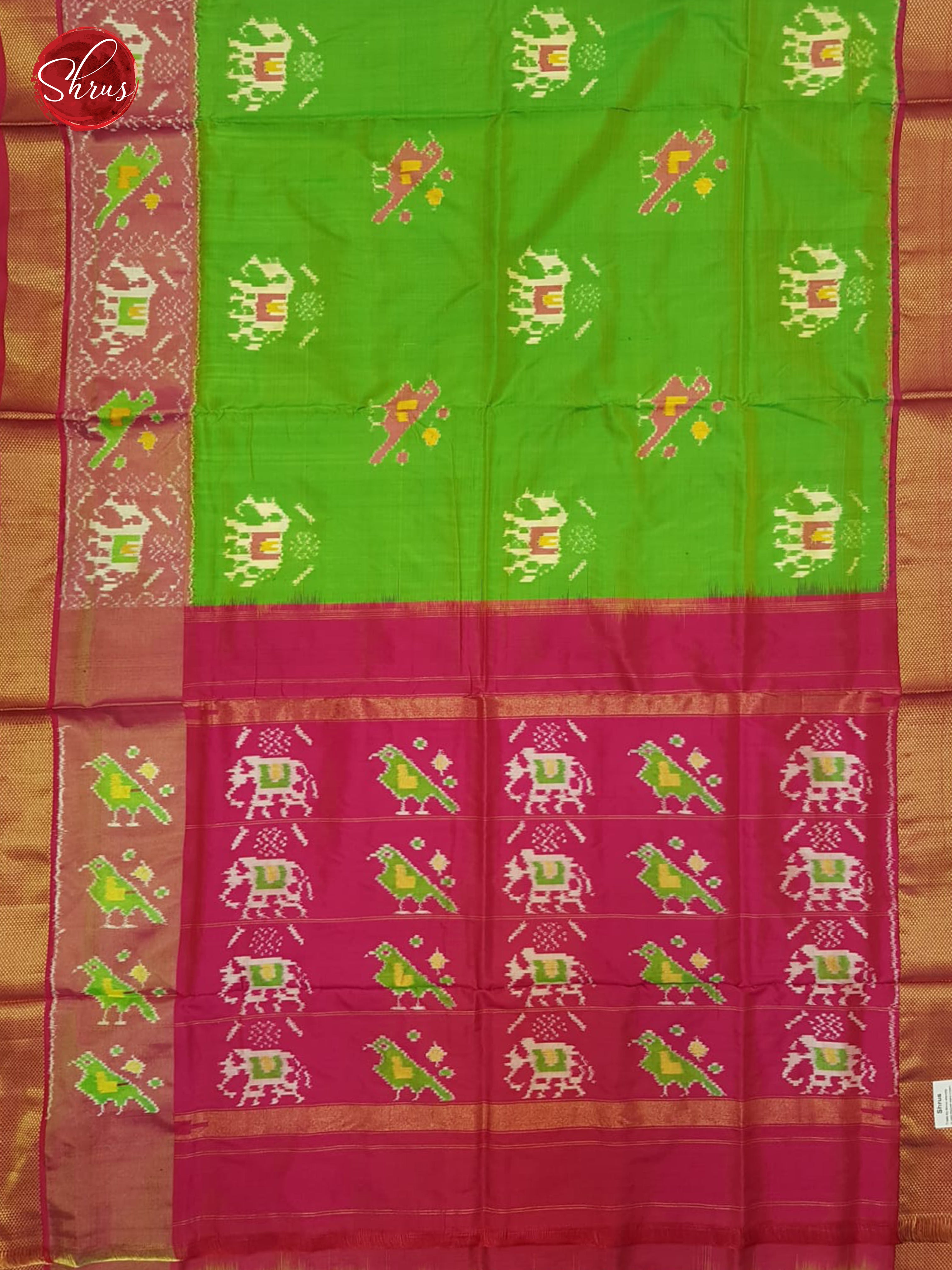 Green & Pink- Ikkat Silk Saree - Shop on ShrusEternity.com