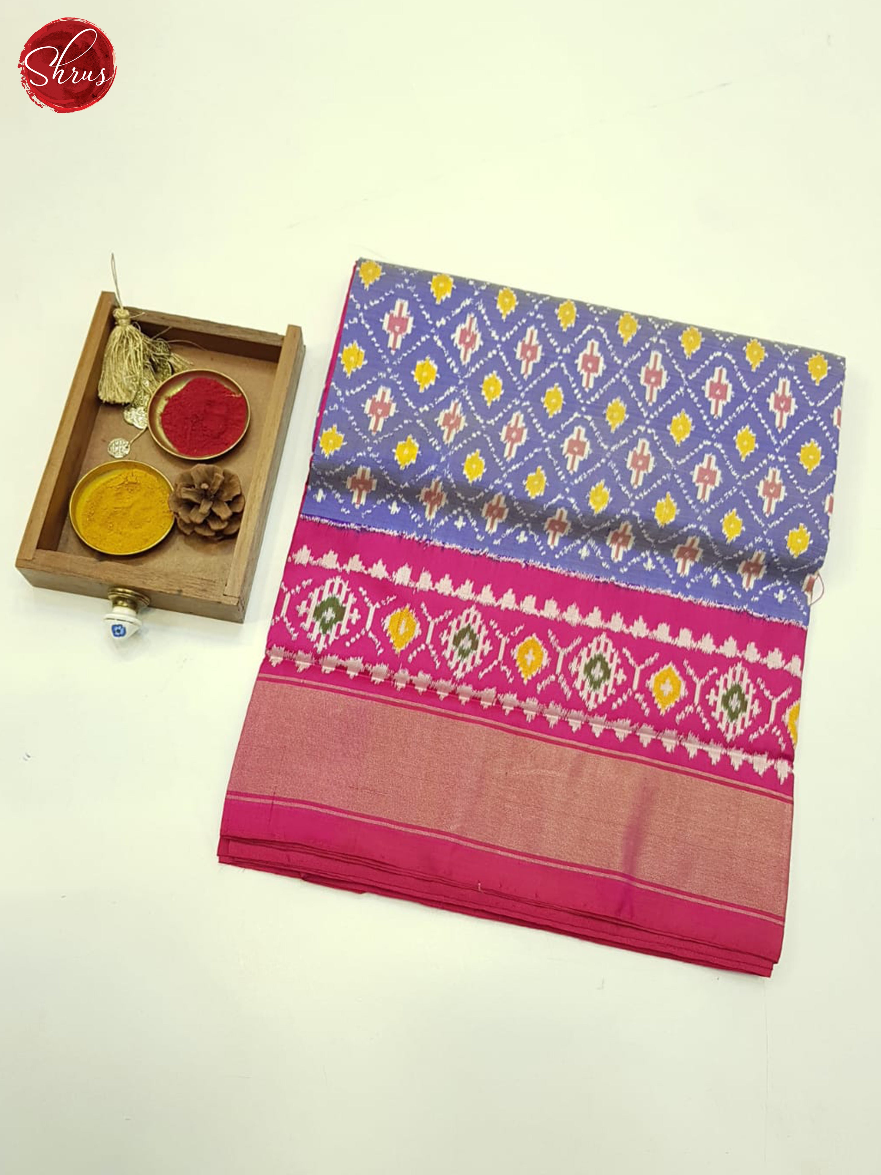 designed Blue & Pink- Ikkat Silk Saree -1