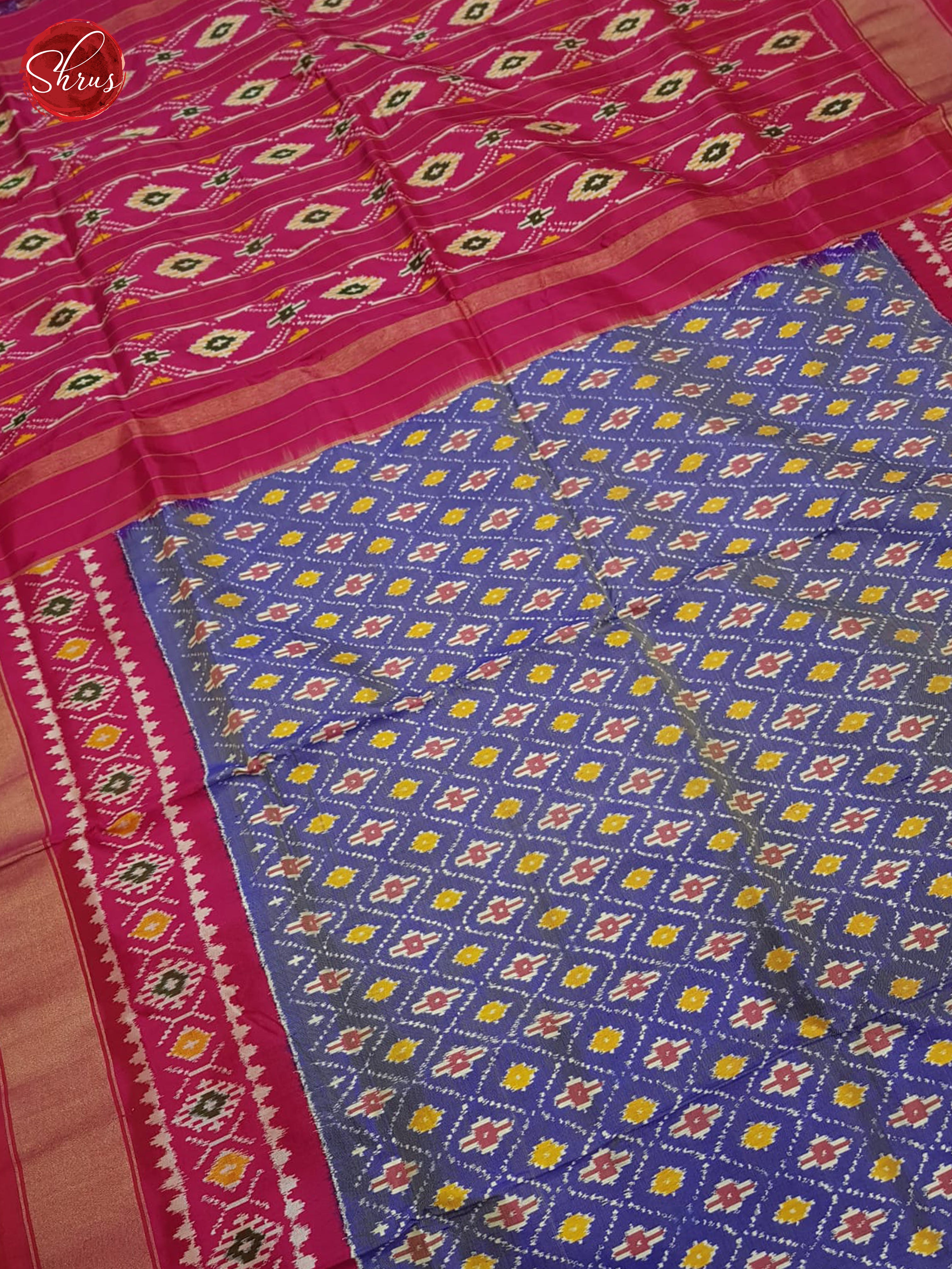 designed Blue & Pink- Ikkat Silk Saree -3