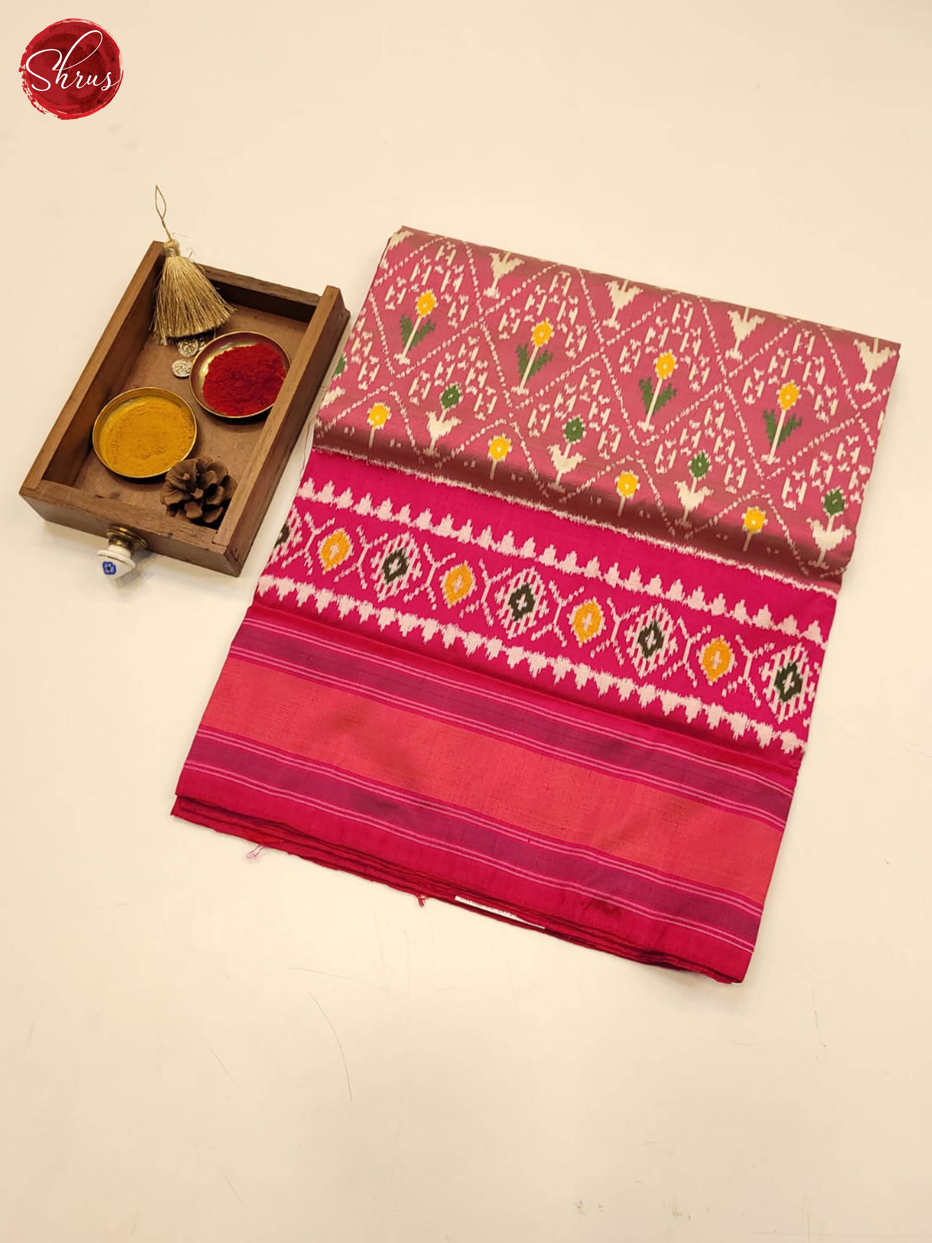 Light pink & Pink - Ikkat Silk Saree - Shop on ShrusEternity.com