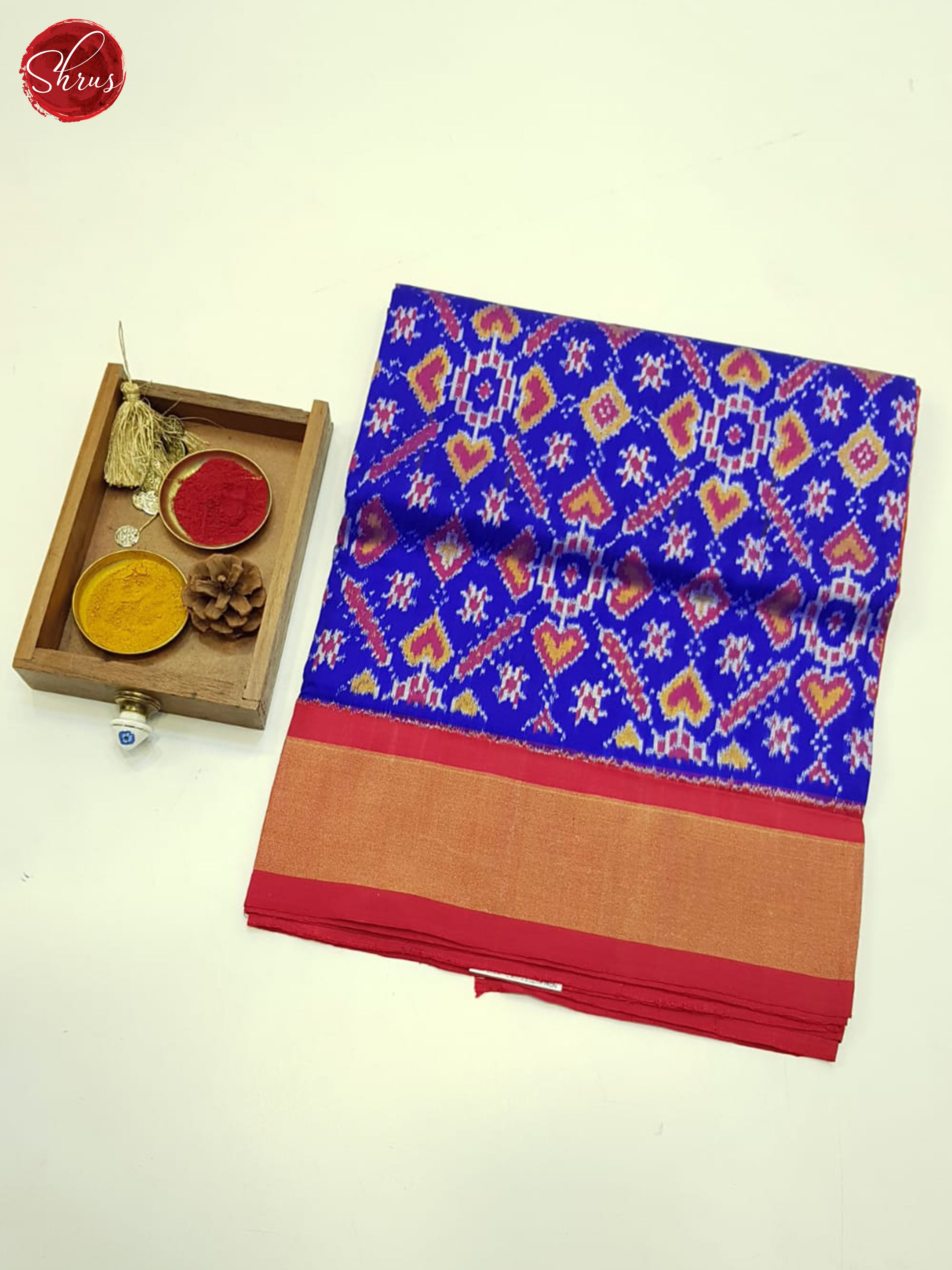Blue & Red - Ikkat Silk Saree - Shop on ShrusEternity.com