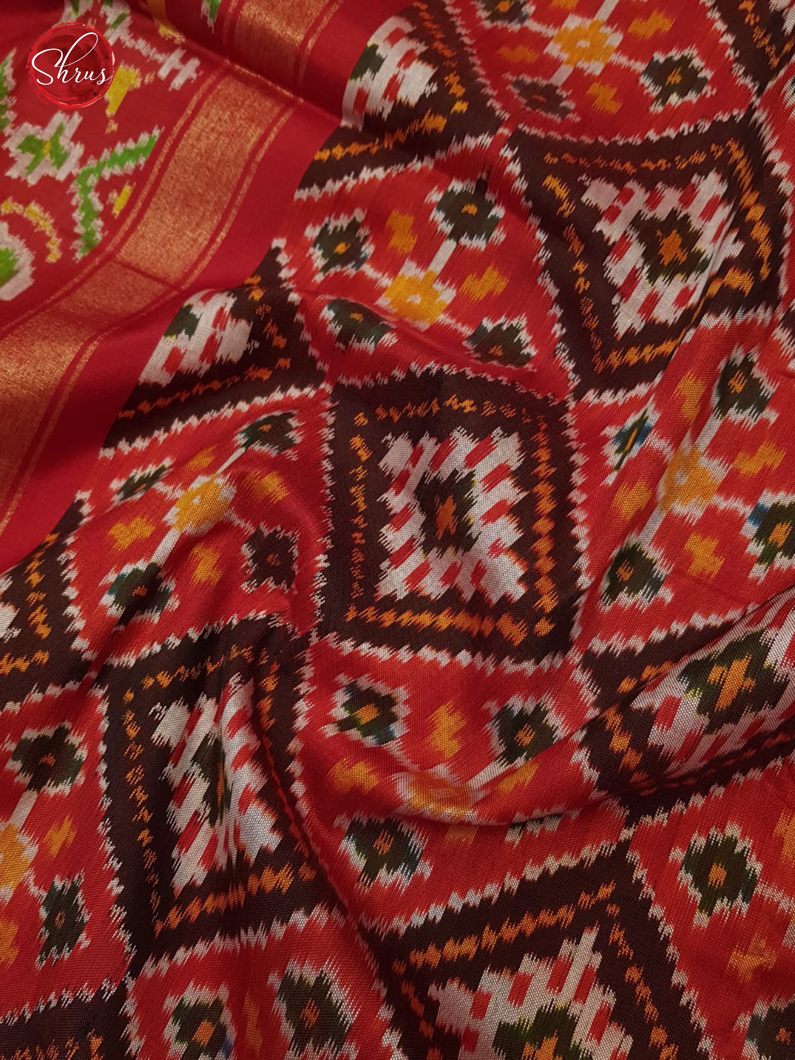 Red(Single Tone)- Ikkat Silk Saree - Shop on ShrusEternity.com