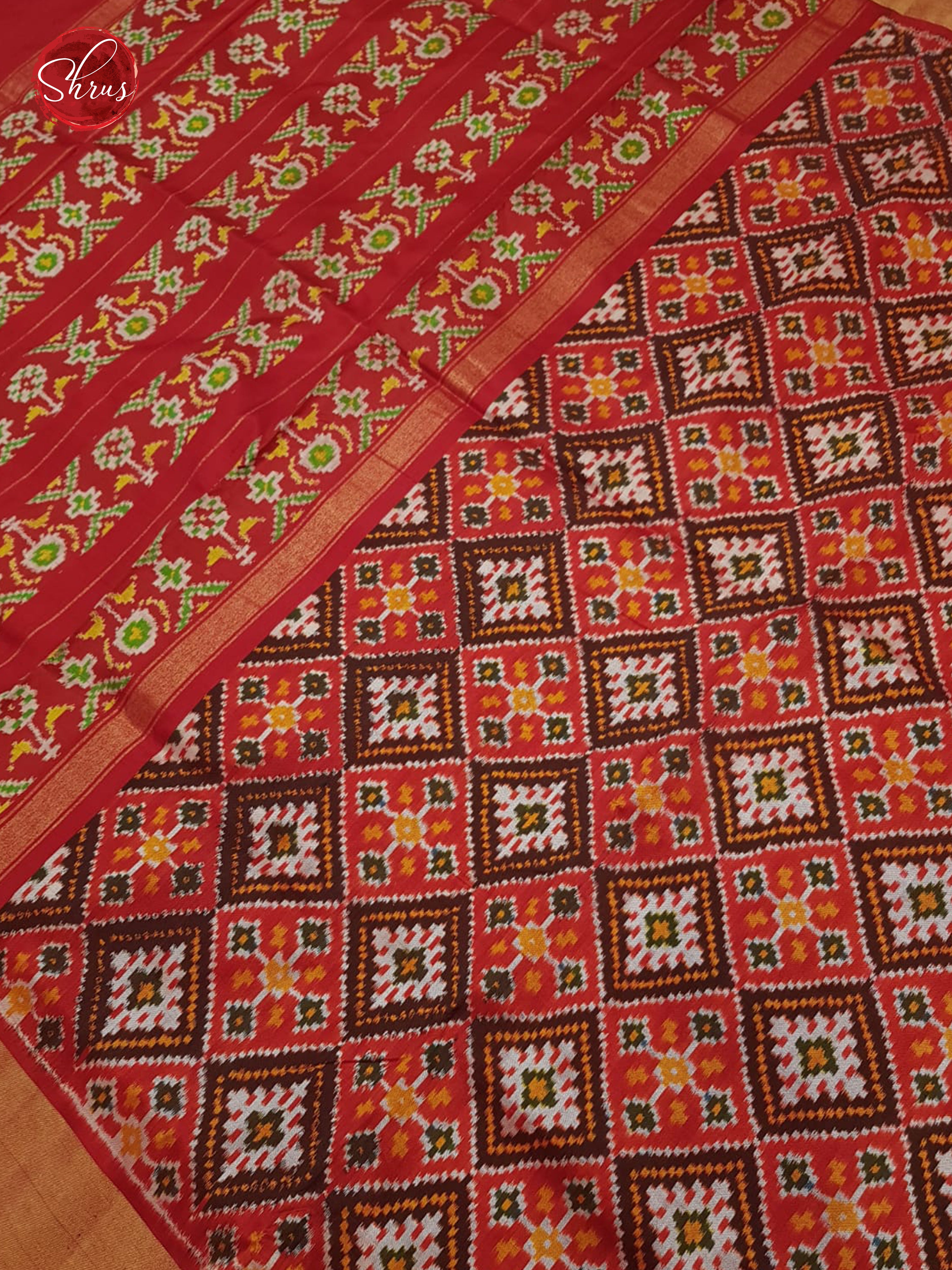 Red(Single Tone)- Ikkat Silk Saree - Shop on ShrusEternity.com